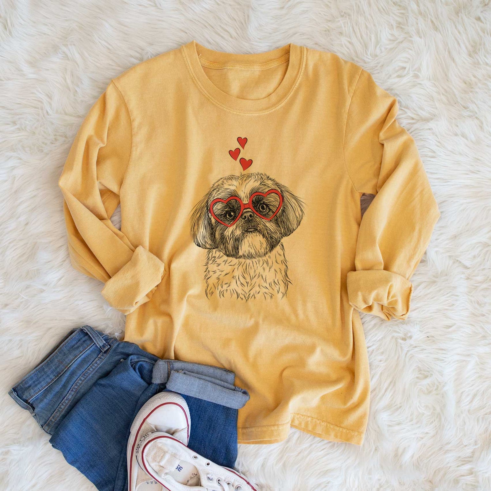 Valentine Simon the Shih Tzu - Heavyweight 100% Cotton Long Sleeve