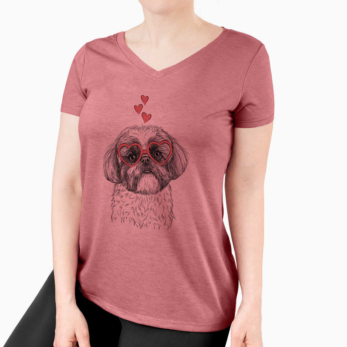 Valentine Simon the Shih Tzu - Women's V-neck Shirt