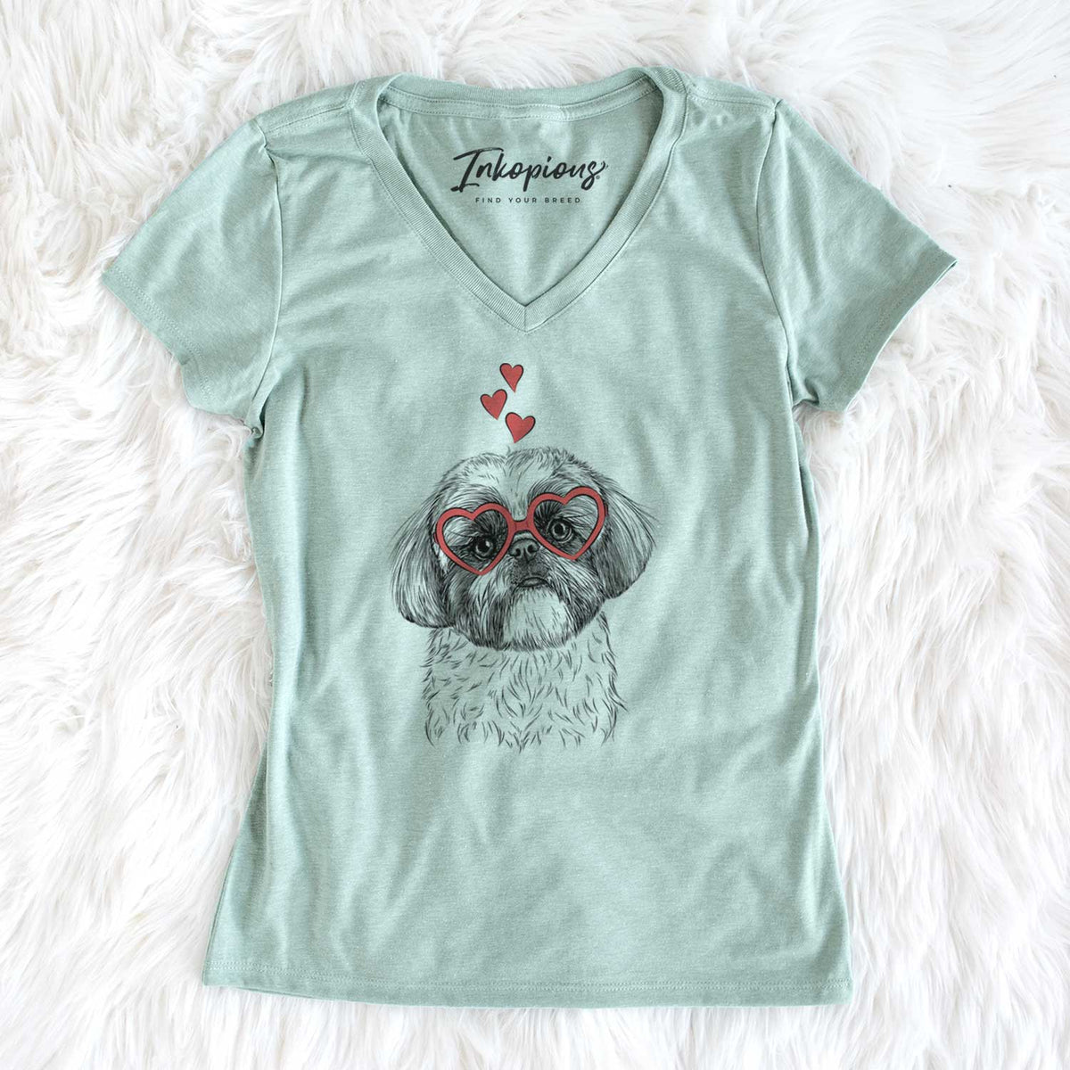 Valentine Simon the Shih Tzu - Women's V-neck Shirt