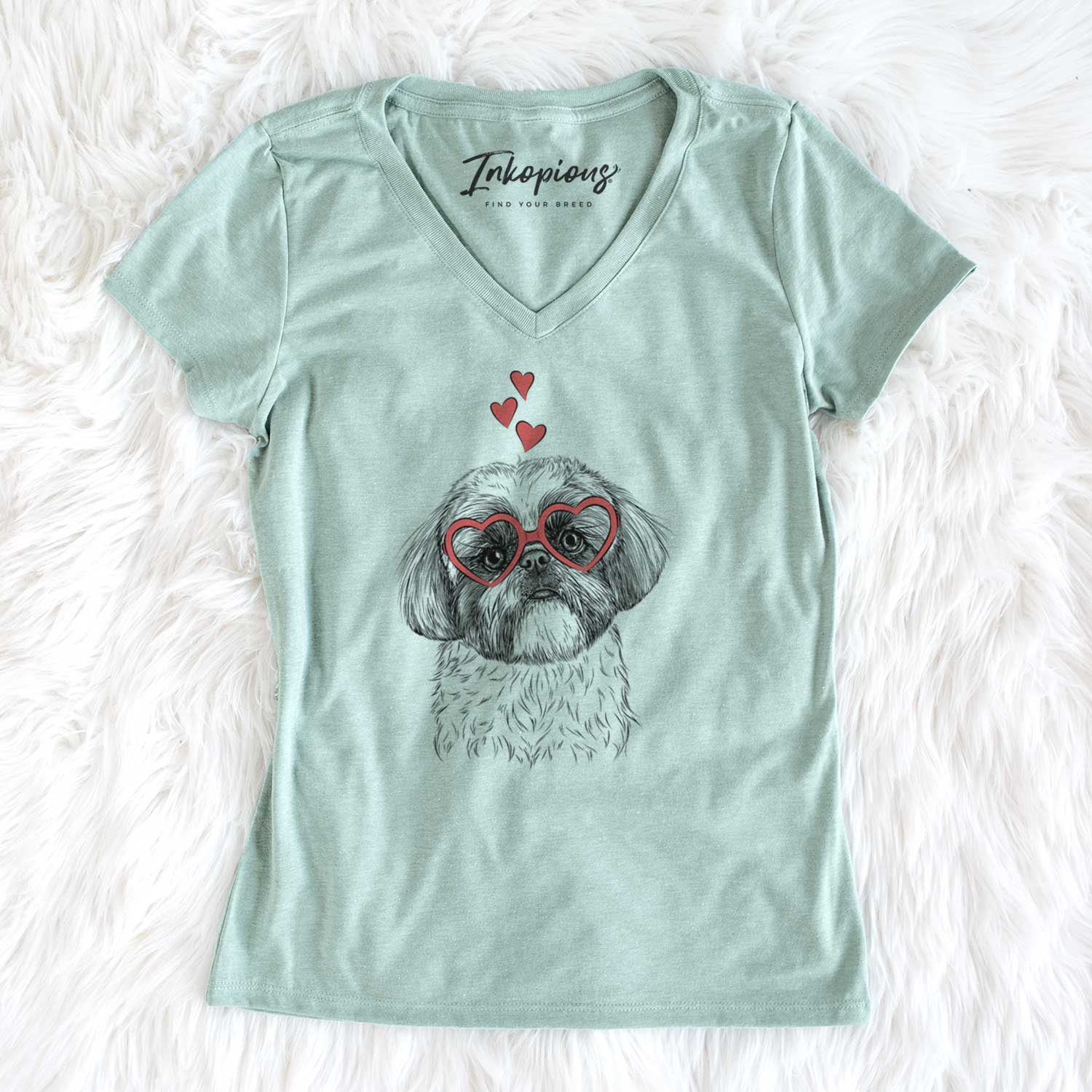 Valentine Simon the Shih Tzu - Women's V-neck Shirt