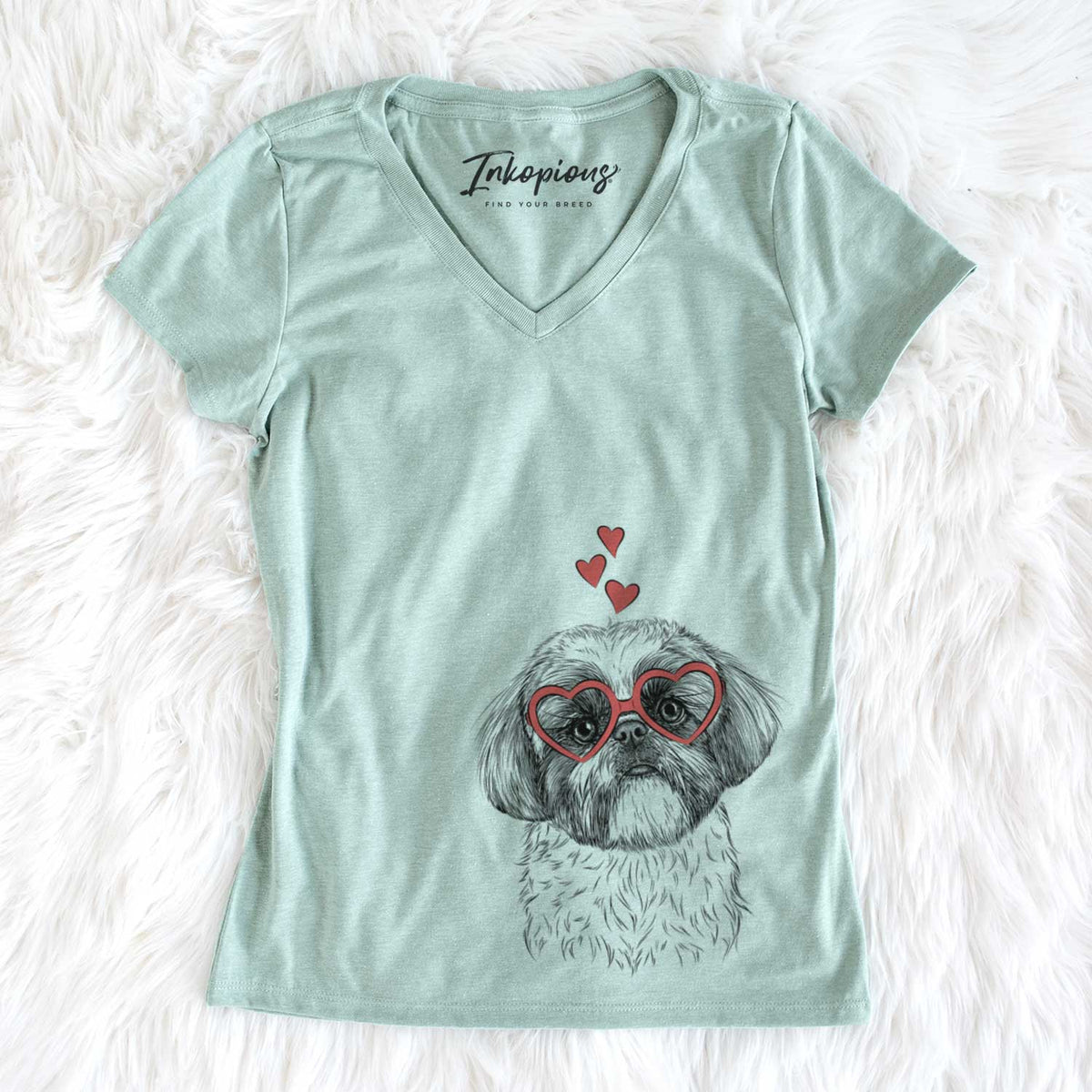 Valentine Simon the Shih Tzu - Women&#39;s V-neck Shirt