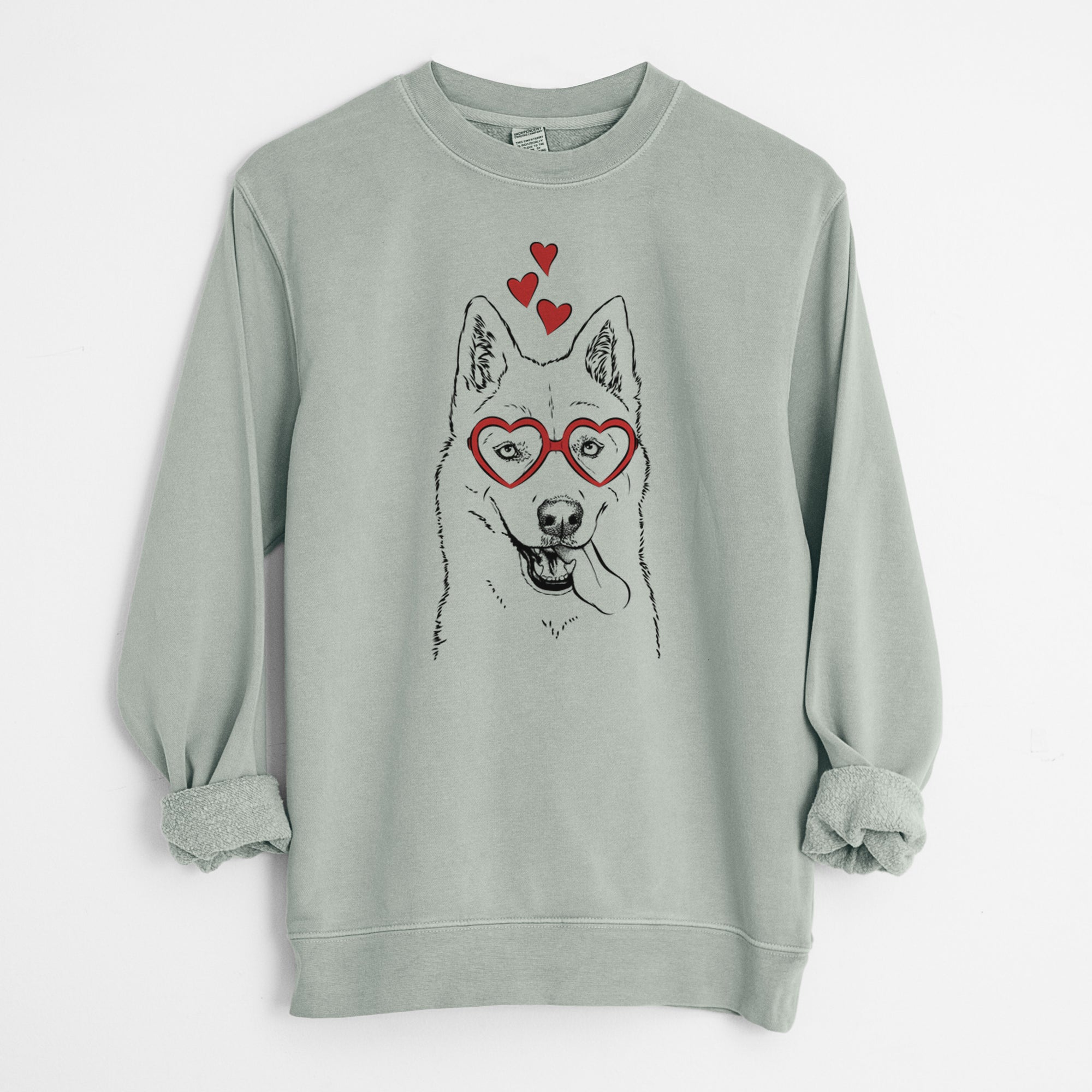 Valentine Sinatra  the Siberian Husky - Unisex Pigment Dyed Crew Sweatshirt