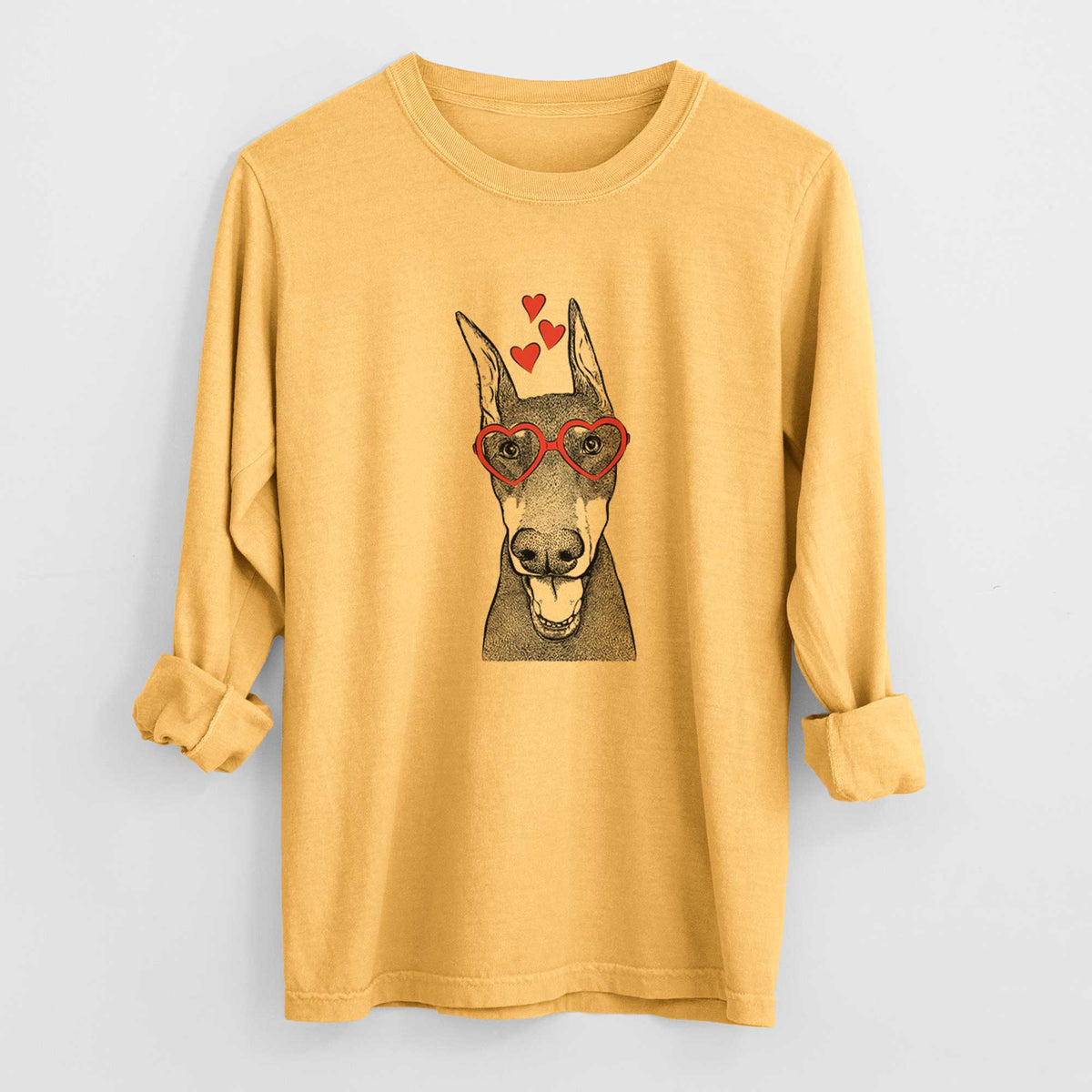 Valentine Sir Duke the Doberman Pinscher - Heavyweight 100% Cotton Long Sleeve