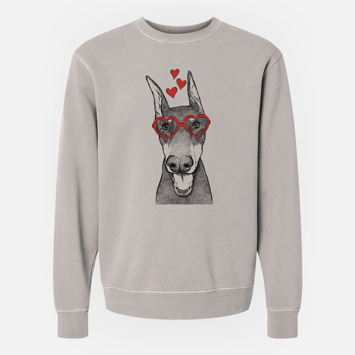 Valentine Sir Duke the Doberman Pinscher - Unisex Pigment Dyed Crew Sweatshirt