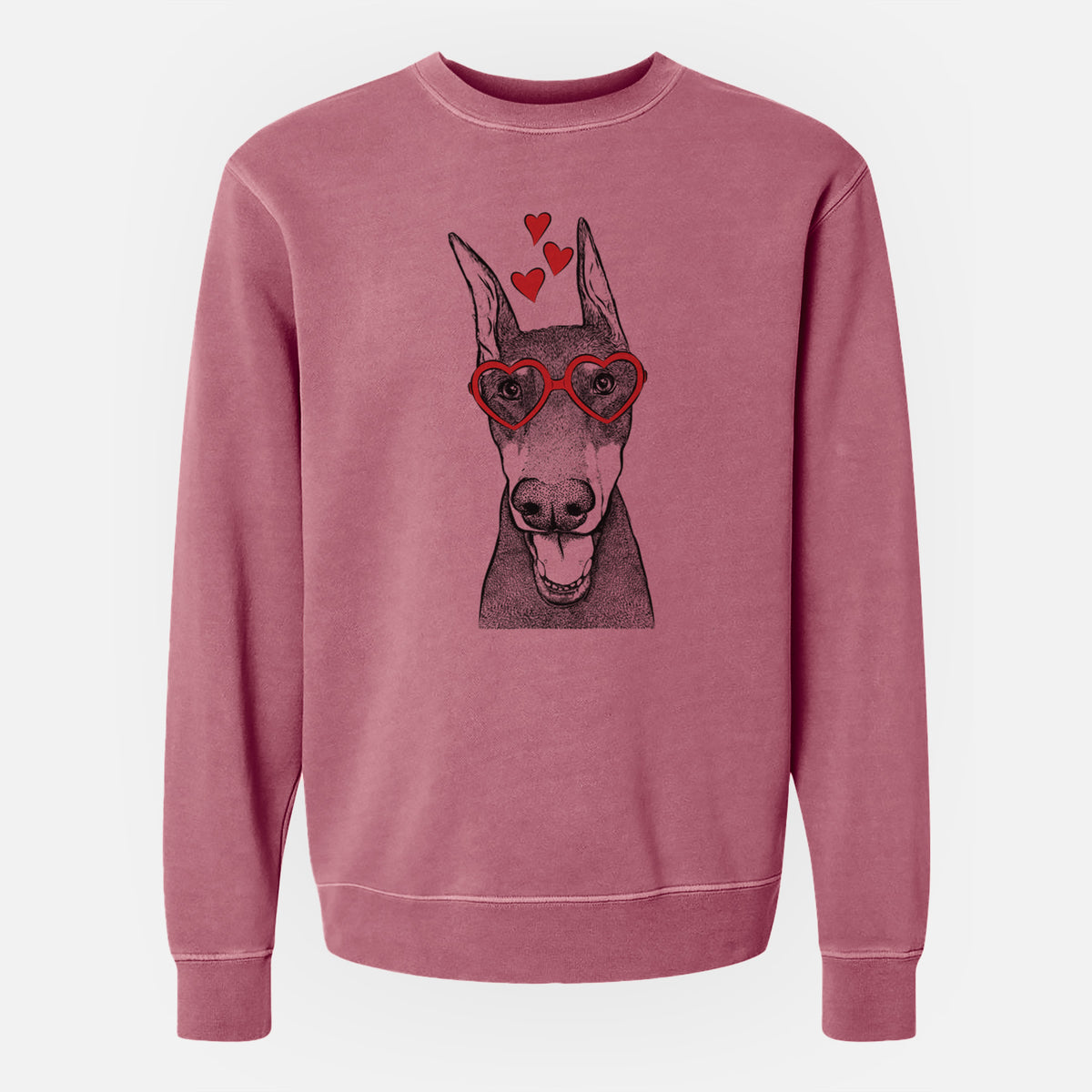 Valentine Sir Duke the Doberman Pinscher - Unisex Pigment Dyed Crew Sweatshirt