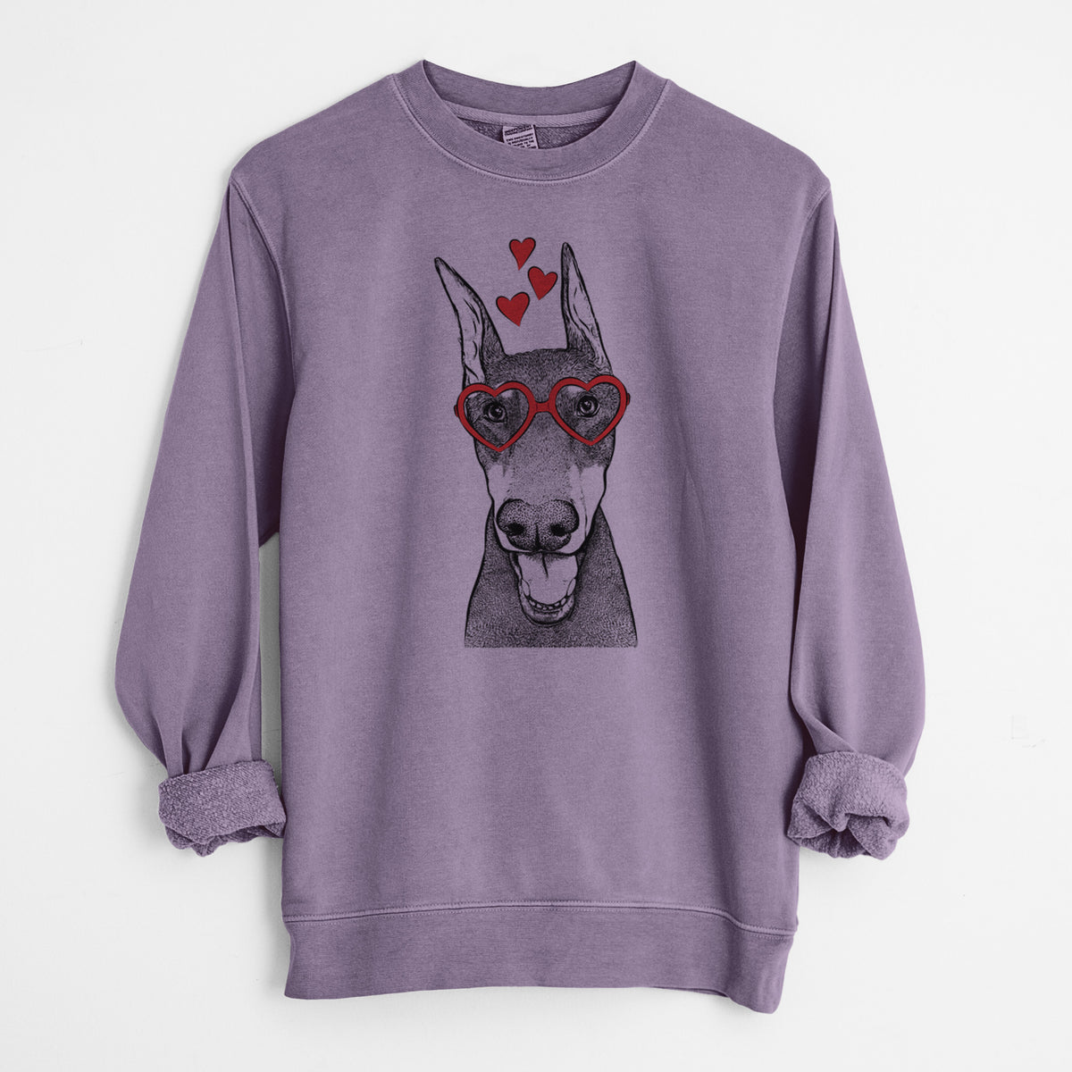 Valentine Sir Duke the Doberman Pinscher - Unisex Pigment Dyed Crew Sweatshirt