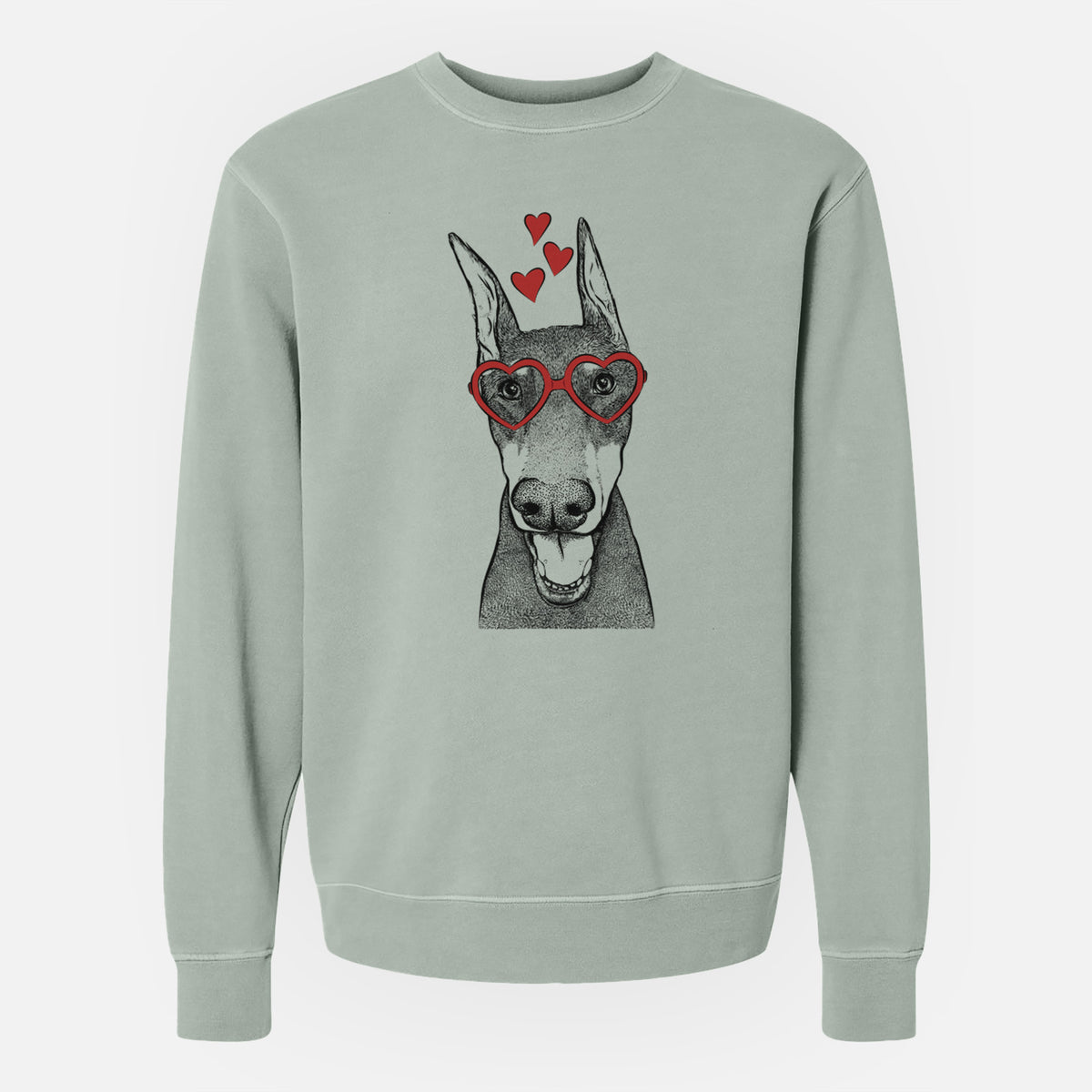 Valentine Sir Duke the Doberman Pinscher - Unisex Pigment Dyed Crew Sweatshirt