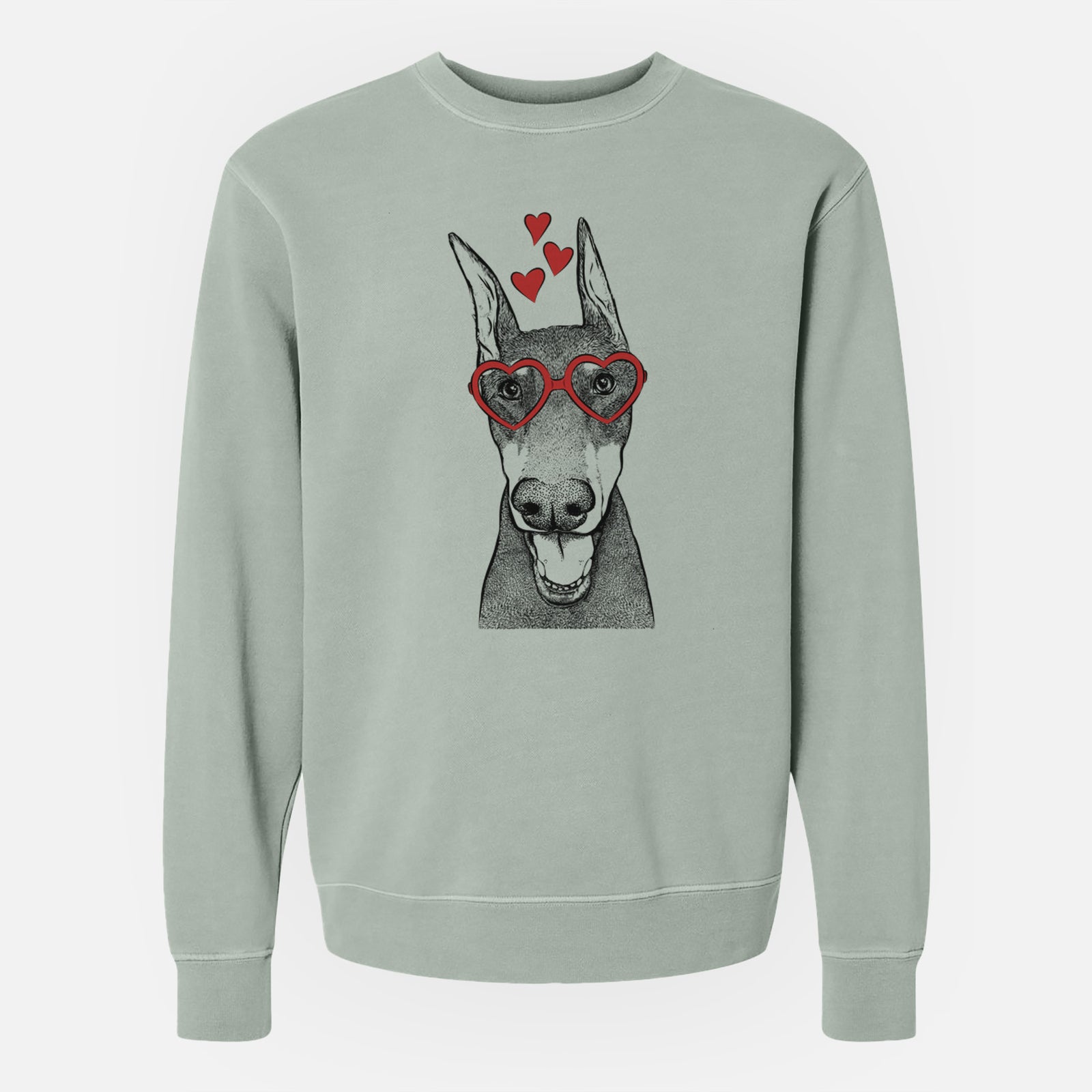 Valentine Sir Duke the Doberman Pinscher - Unisex Pigment Dyed Crew Sweatshirt