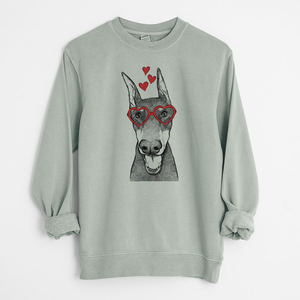 Valentine Sir Duke the Doberman Pinscher - Unisex Pigment Dyed Crew Sweatshirt