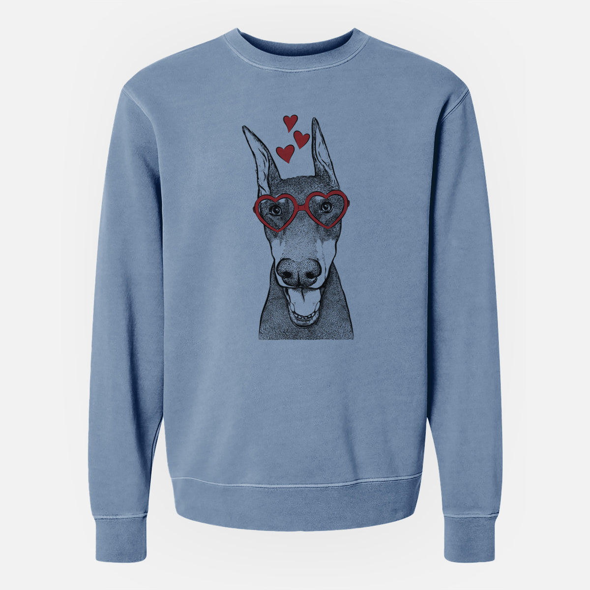 Valentine Sir Duke the Doberman Pinscher - Unisex Pigment Dyed Crew Sweatshirt