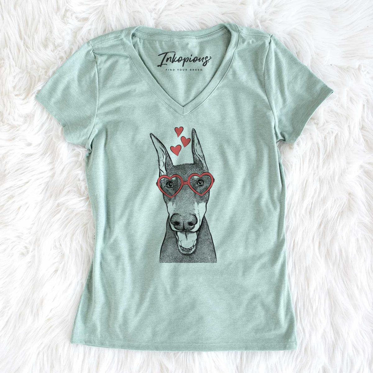 Valentine Sir Duke the Doberman Pinscher - Women's V-neck Shirt