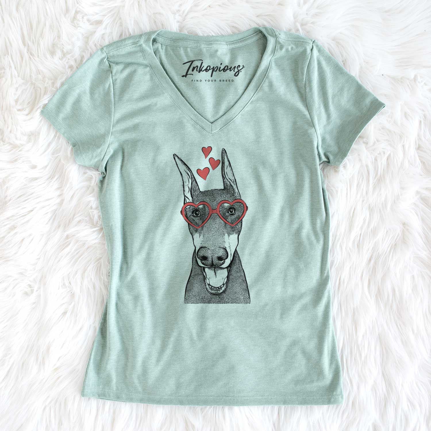 Valentine Sir Duke the Doberman Pinscher - Women's V-neck Shirt