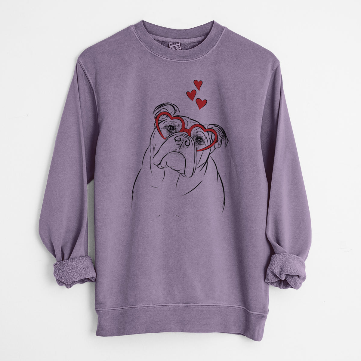 Valentine Sir Louis the English Bulldog - Unisex Pigment Dyed Crew Sweatshirt