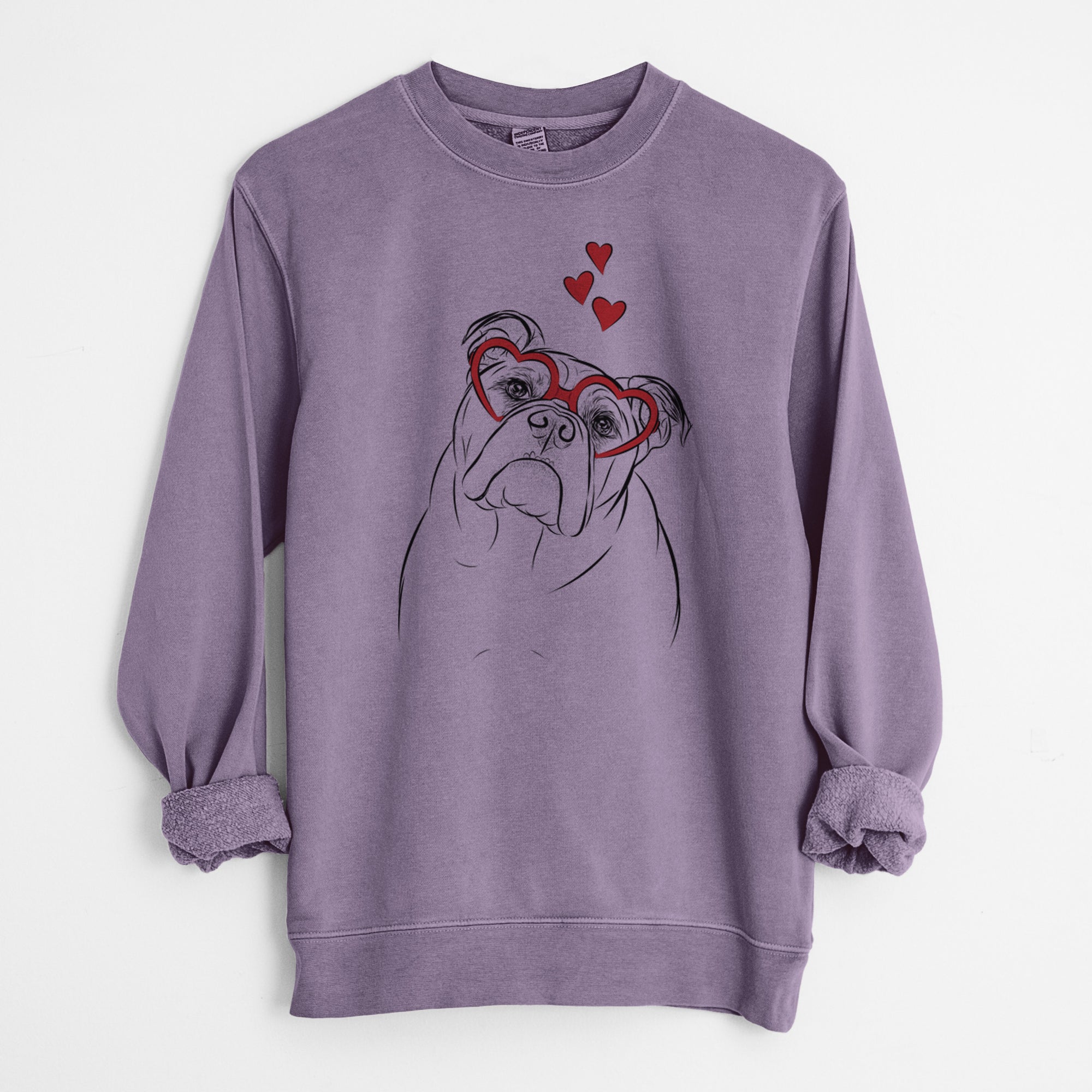 Valentine Sir Louis the English Bulldog - Unisex Pigment Dyed Crew Sweatshirt