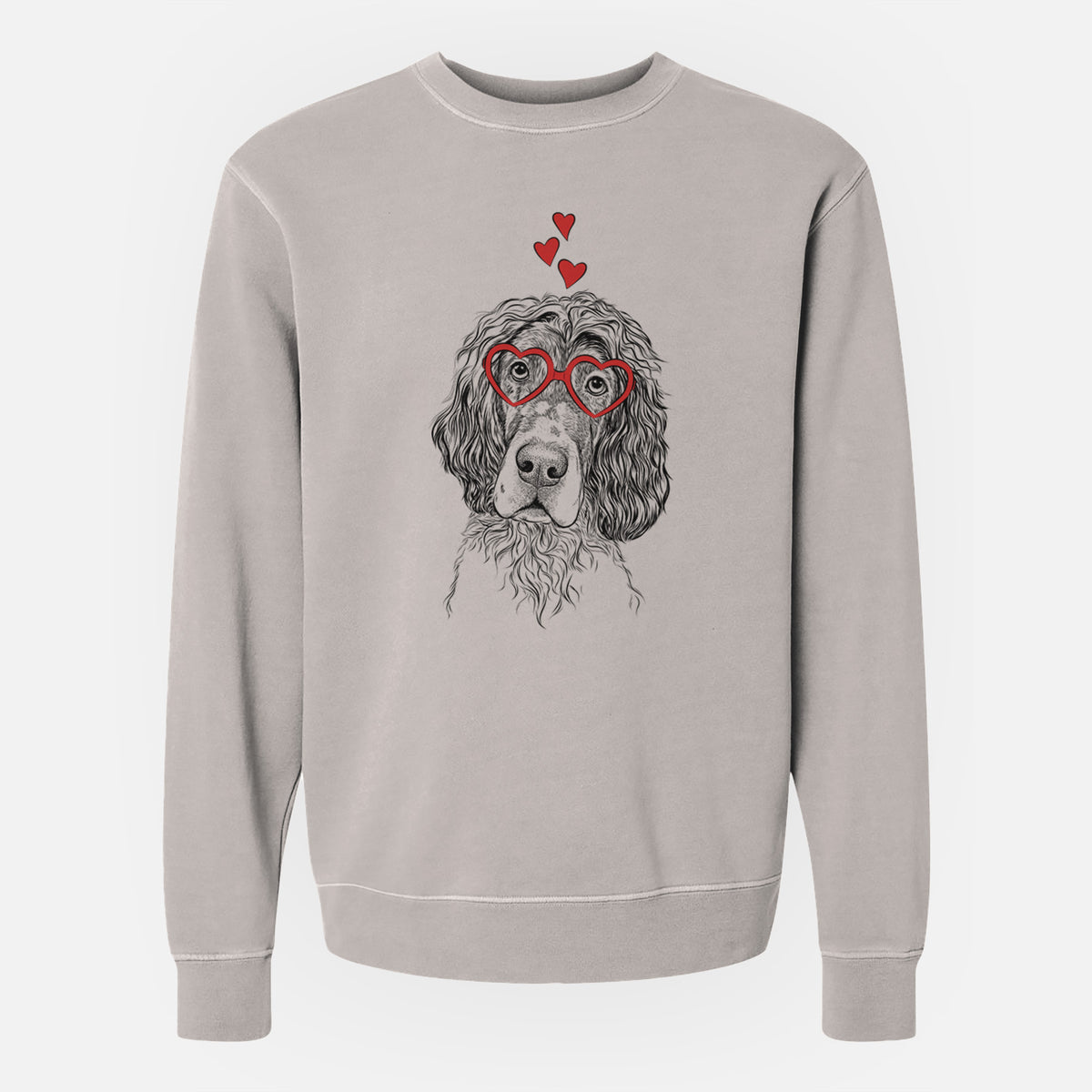 Valentine Sir Rexford the Blue Belton English Setter - Unisex Pigment Dyed Crew Sweatshirt
