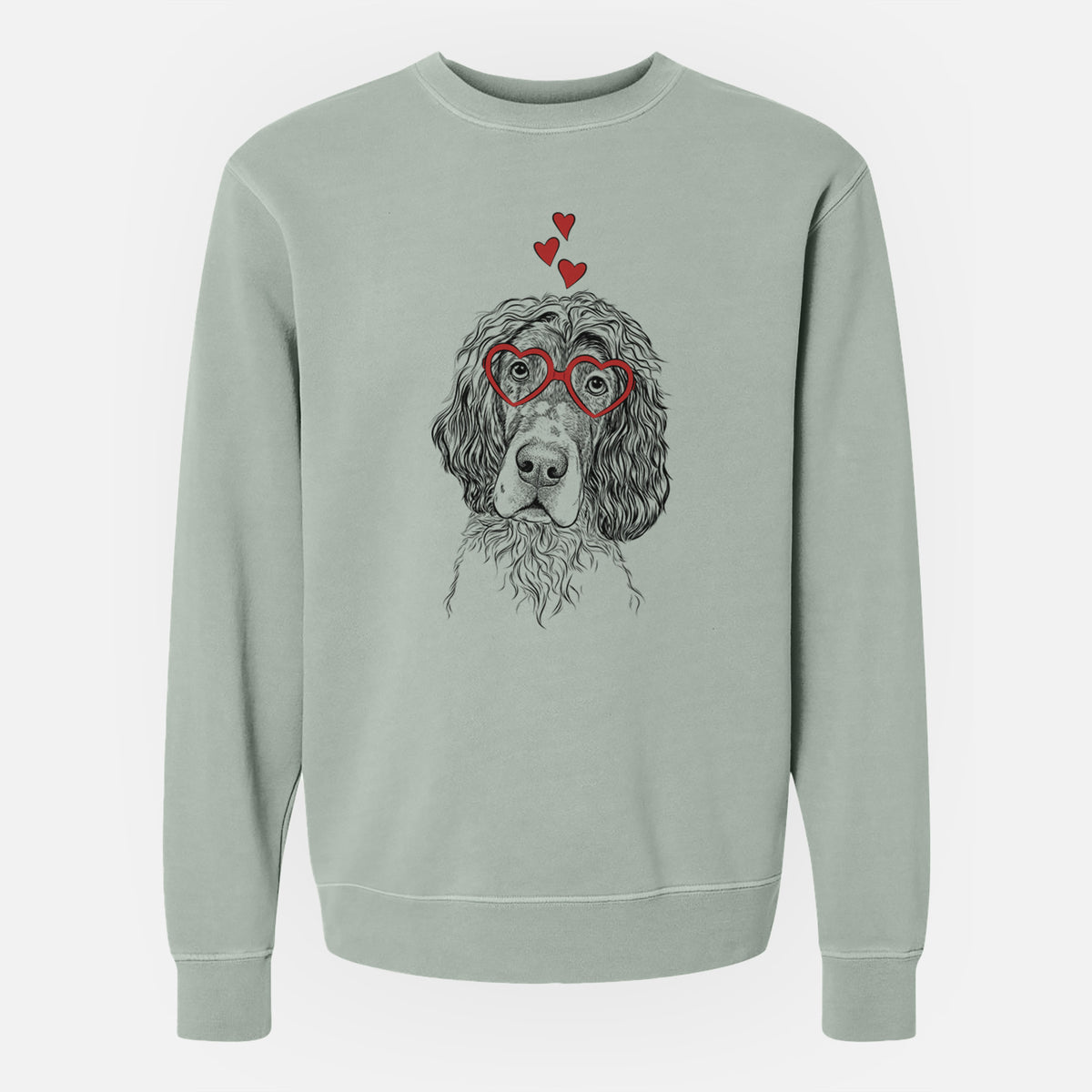 Valentine Sir Rexford the Blue Belton English Setter - Unisex Pigment Dyed Crew Sweatshirt