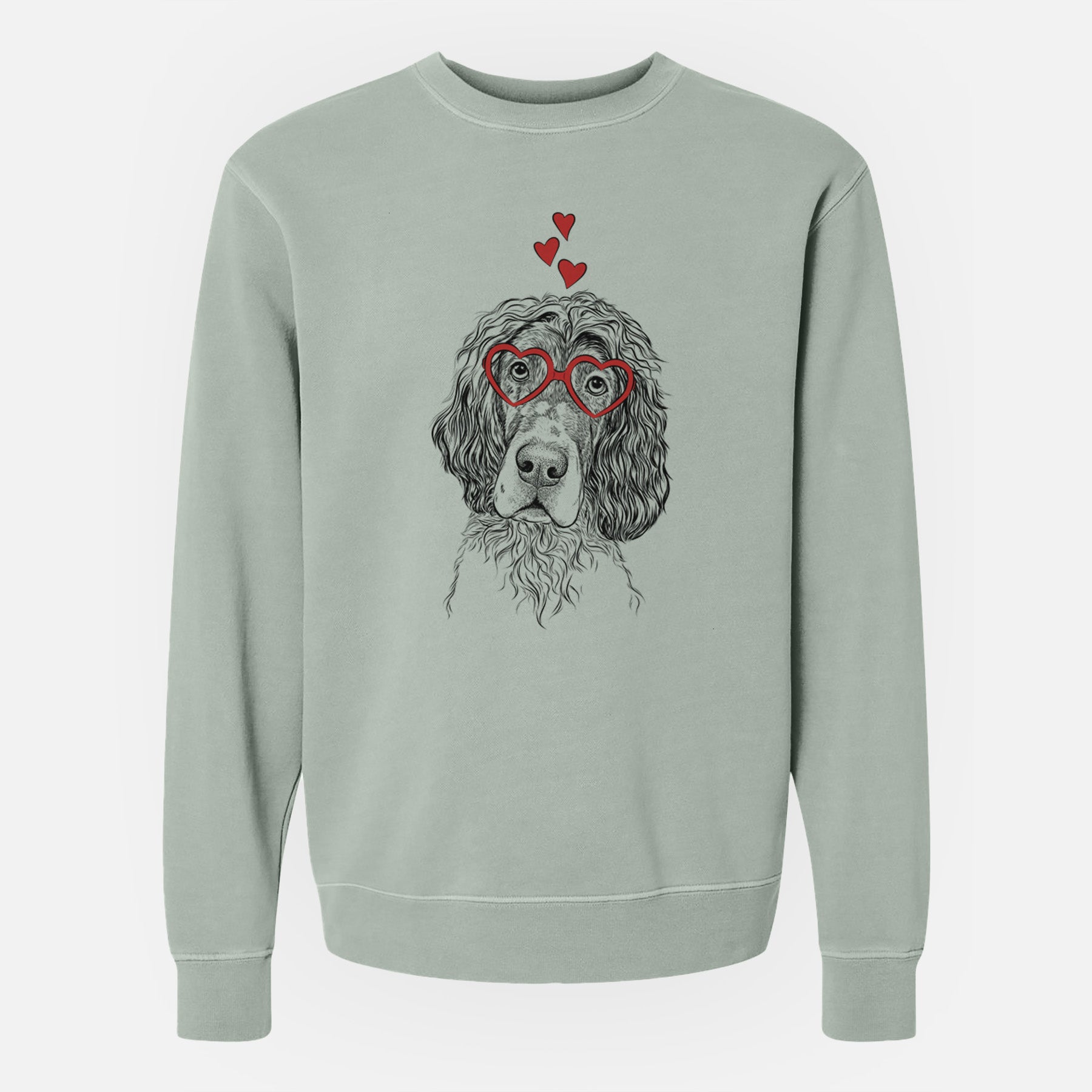 Valentine Sir Rexford the Blue Belton English Setter - Unisex Pigment Dyed Crew Sweatshirt