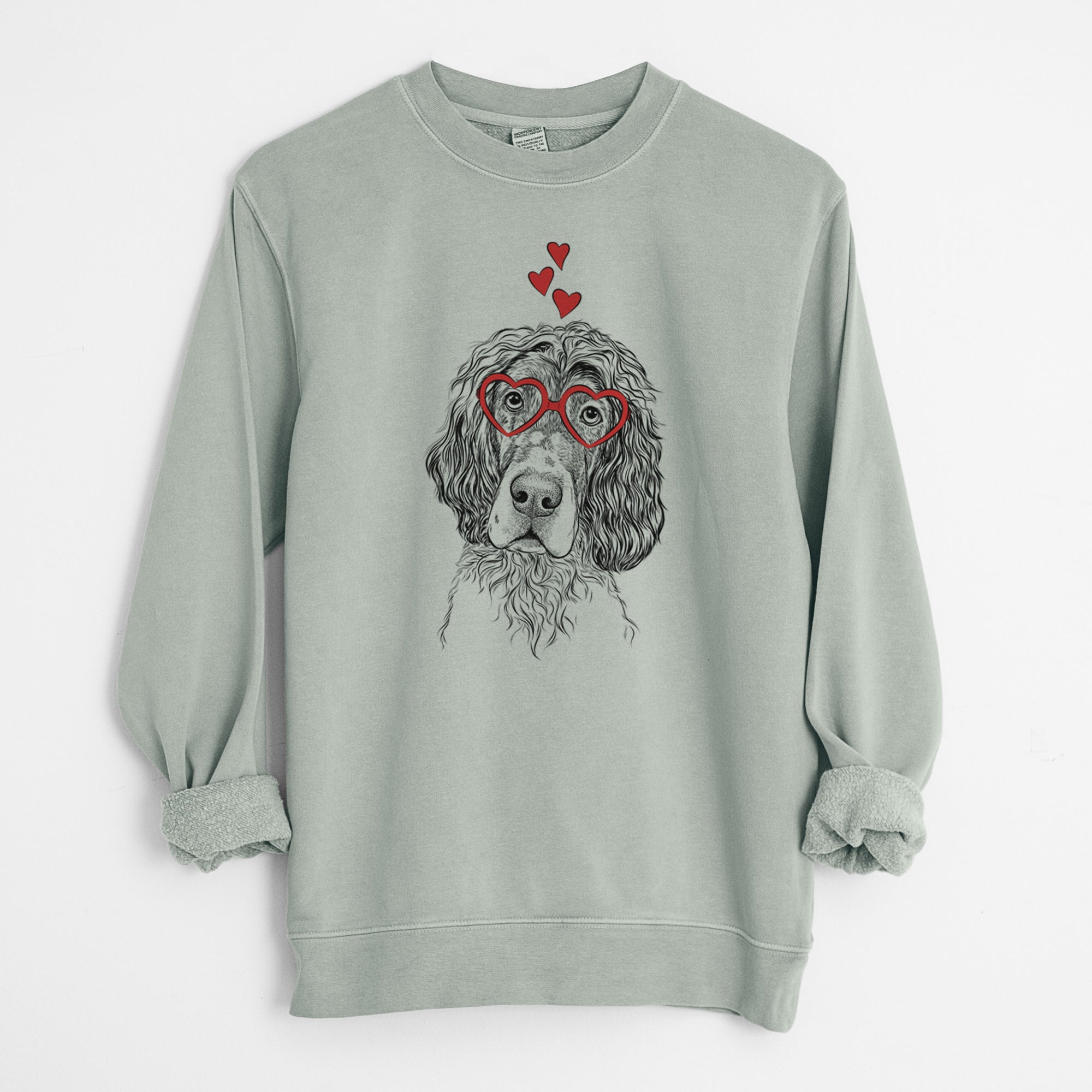 Valentine Sir Rexford the Blue Belton English Setter - Unisex Pigment Dyed Crew Sweatshirt