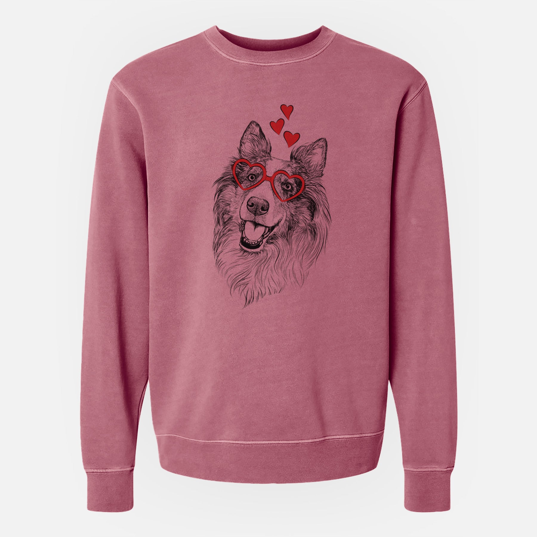 Valentine Skylar the Shetland Sheepdog - Unisex Pigment Dyed Crew Sweatshirt