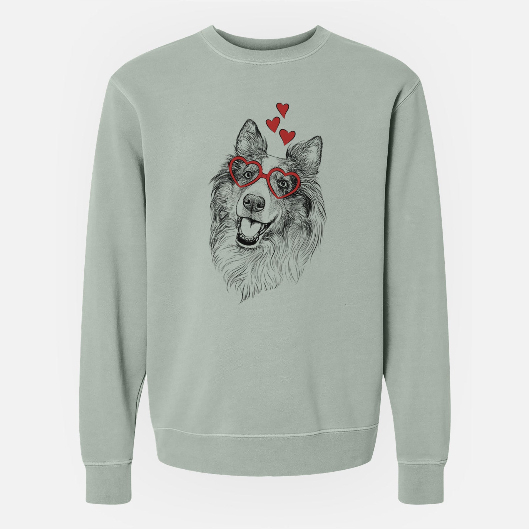 Valentine Skylar the Shetland Sheepdog - Unisex Pigment Dyed Crew Sweatshirt