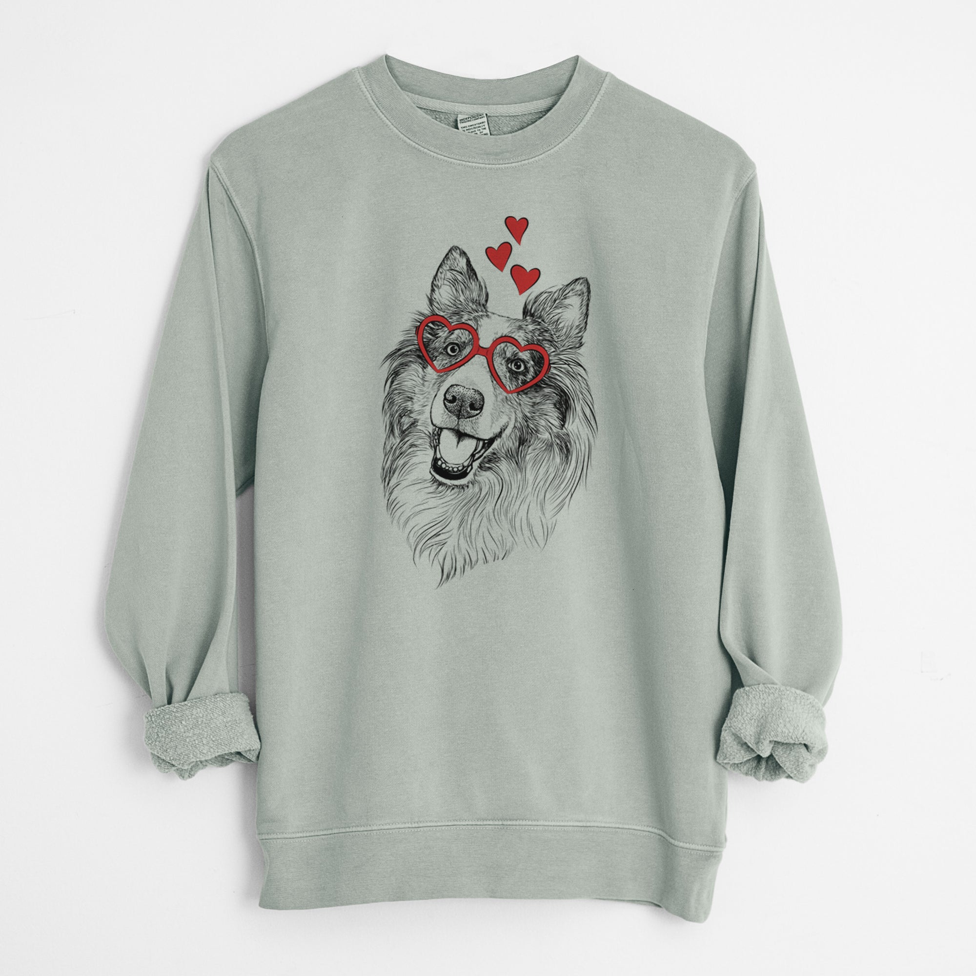 Valentine Skylar the Shetland Sheepdog - Unisex Pigment Dyed Crew Sweatshirt