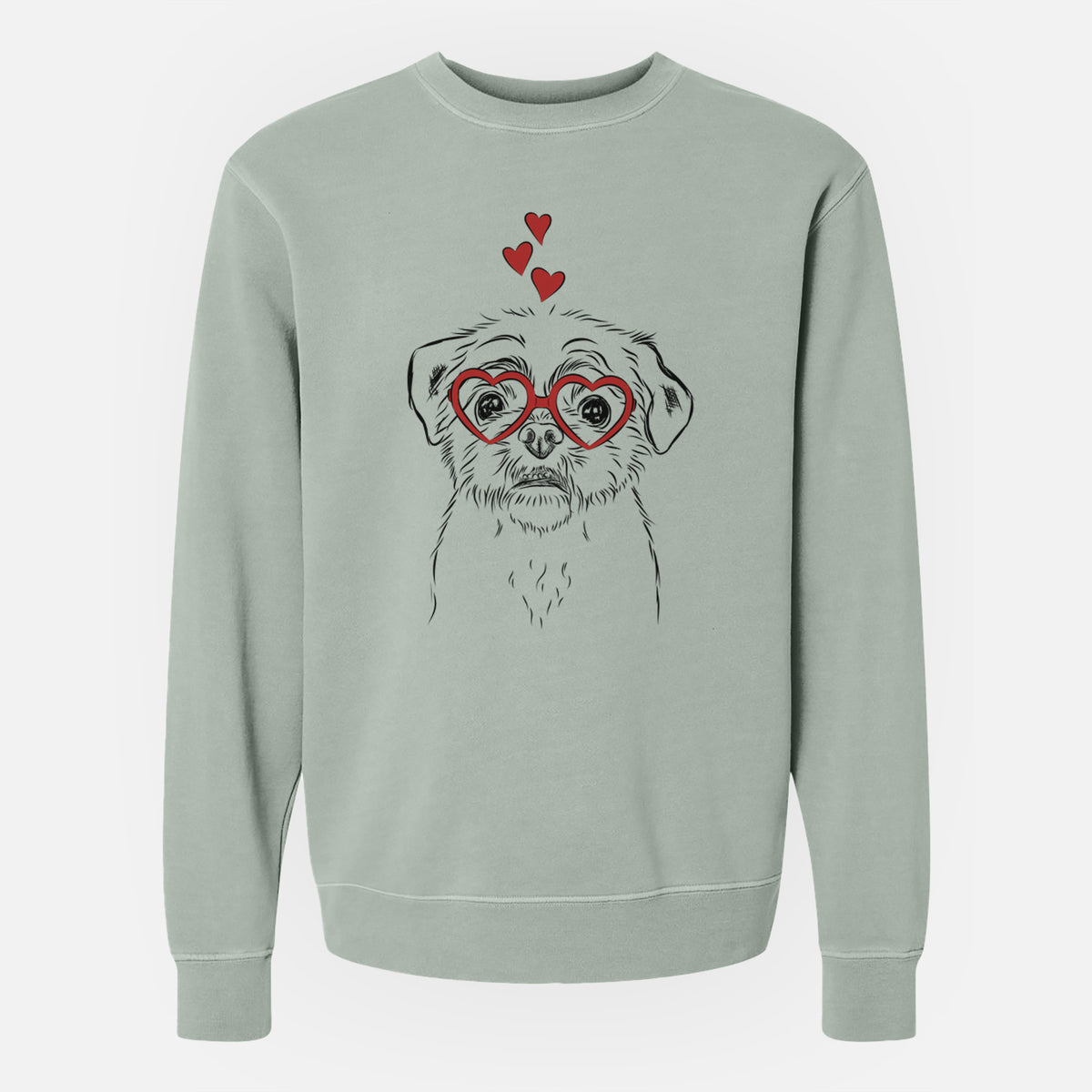 Valentine Smash the Shih Tzu - Unisex Pigment Dyed Crew Sweatshirt