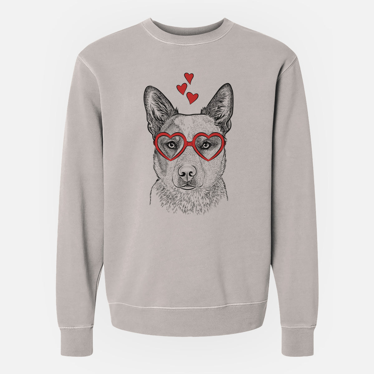 Valentine Snap the Australian Cattle Dog - Unisex Pigment Dyed Crew Sweatshirt