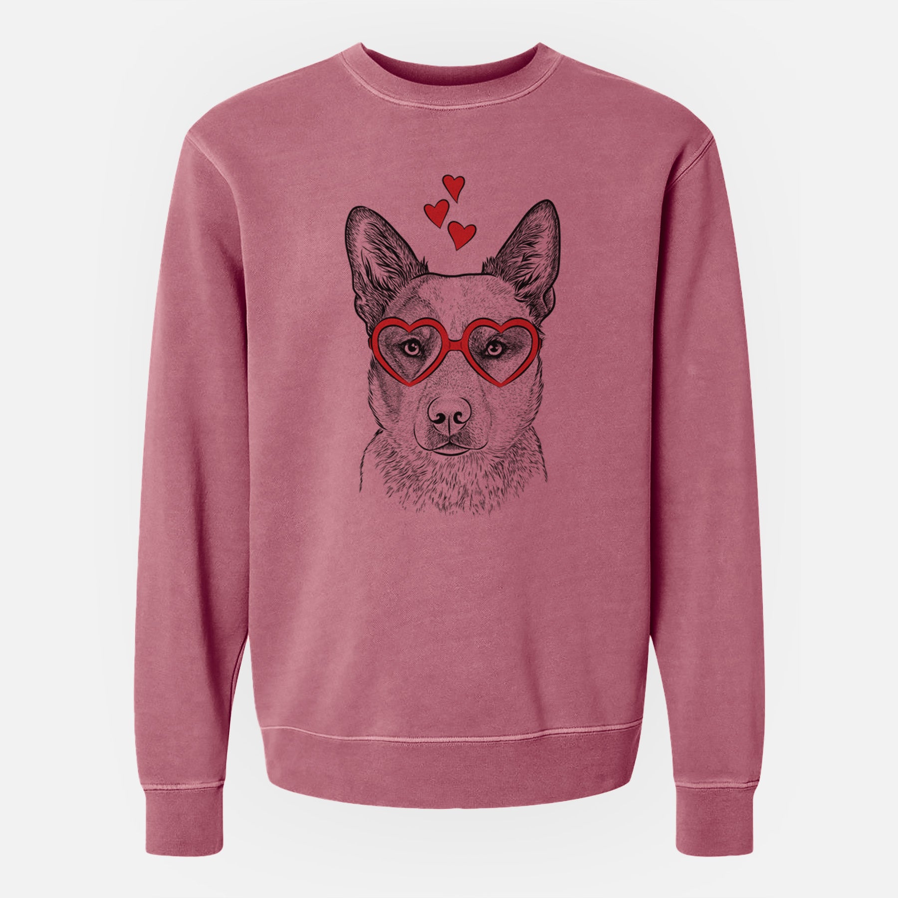 Valentine Snap the Australian Cattle Dog - Unisex Pigment Dyed Crew Sweatshirt