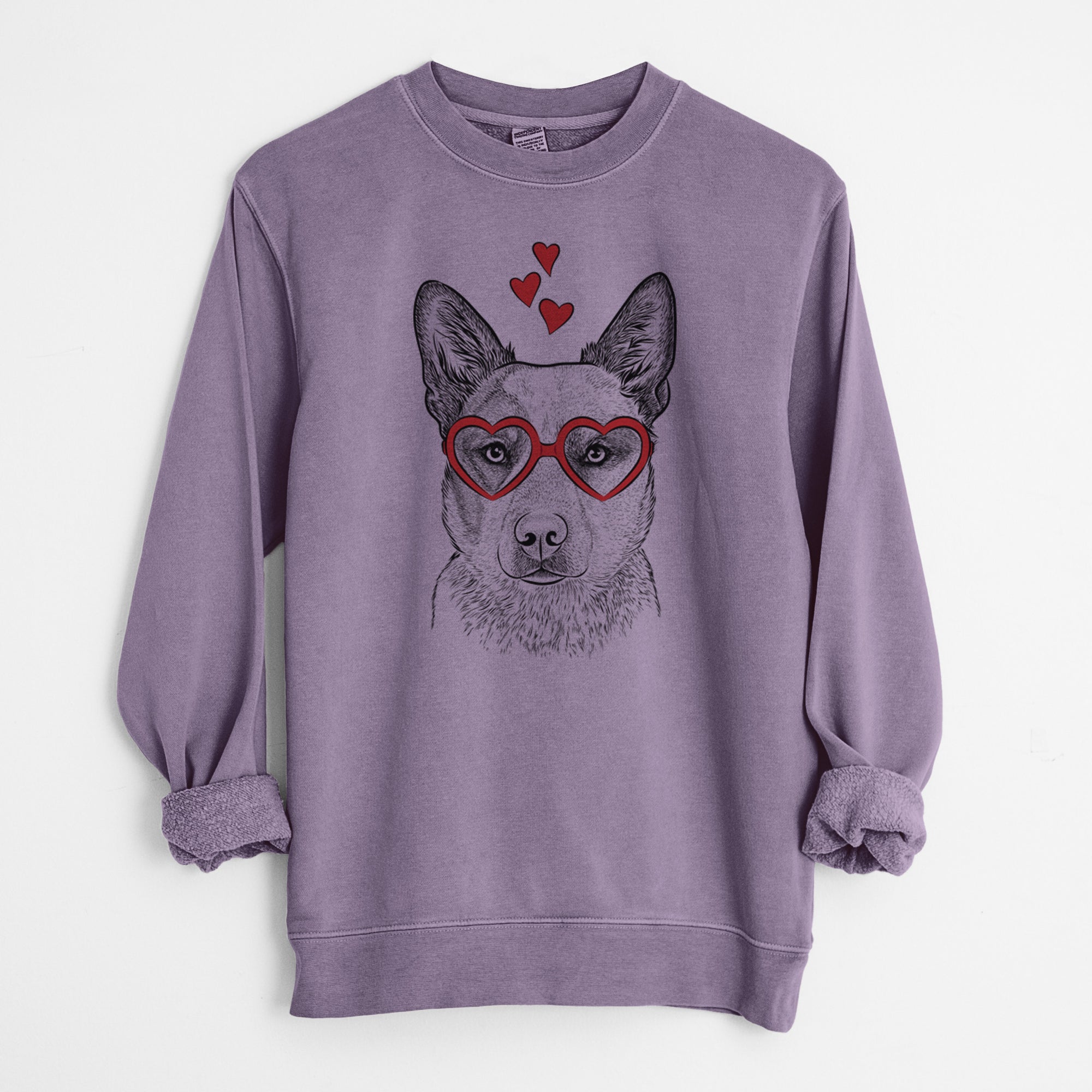 Valentine Snap the Australian Cattle Dog - Unisex Pigment Dyed Crew Sweatshirt