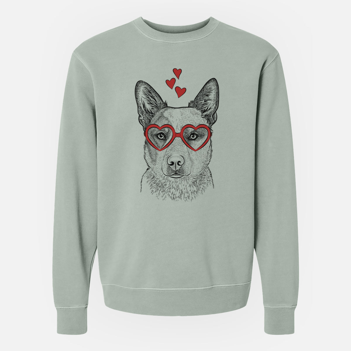 Valentine Snap the Australian Cattle Dog - Unisex Pigment Dyed Crew Sweatshirt
