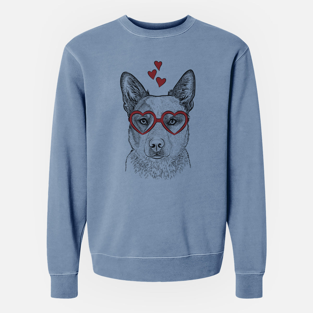 Valentine Snap the Australian Cattle Dog - Unisex Pigment Dyed Crew Sweatshirt