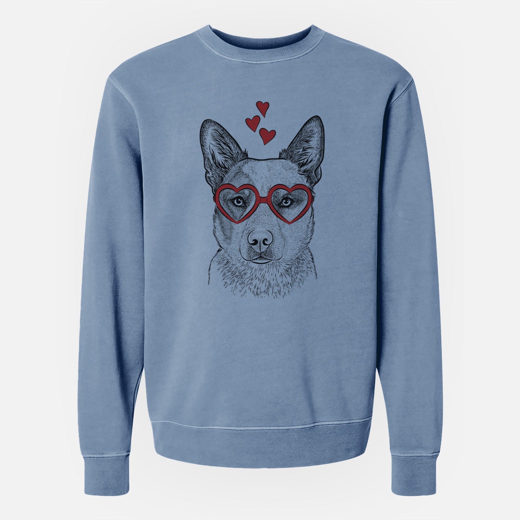 Valentine Snap the Australian Cattle Dog - Unisex Pigment Dyed Crew Sweatshirt