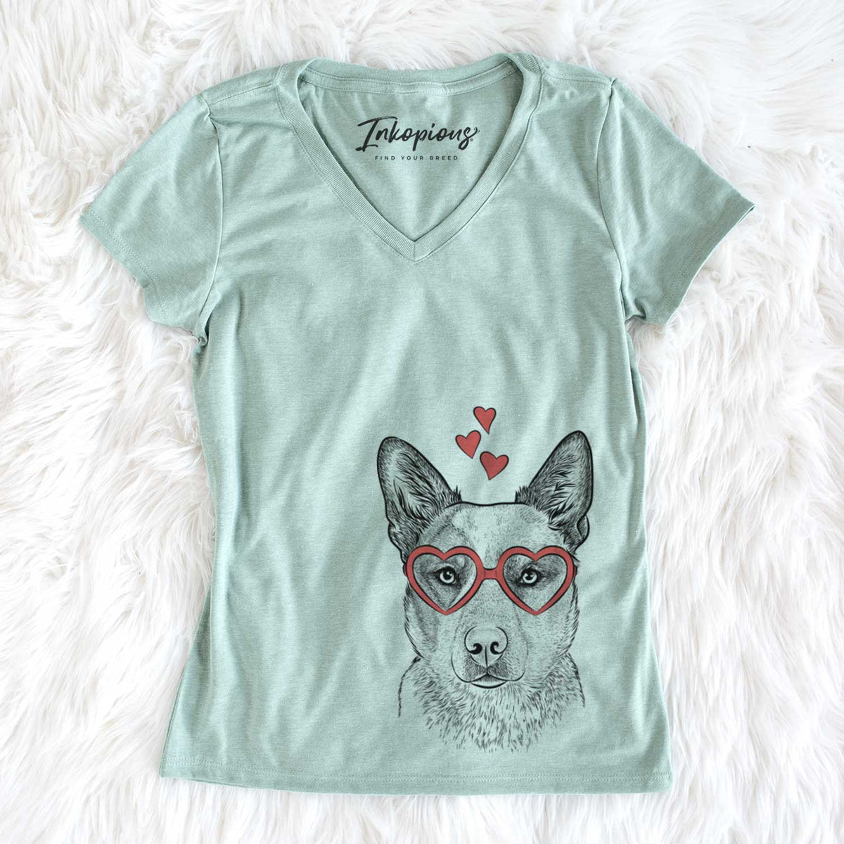 Valentine Snap the Australian Cattle Dog - Women&#39;s V-neck Shirt