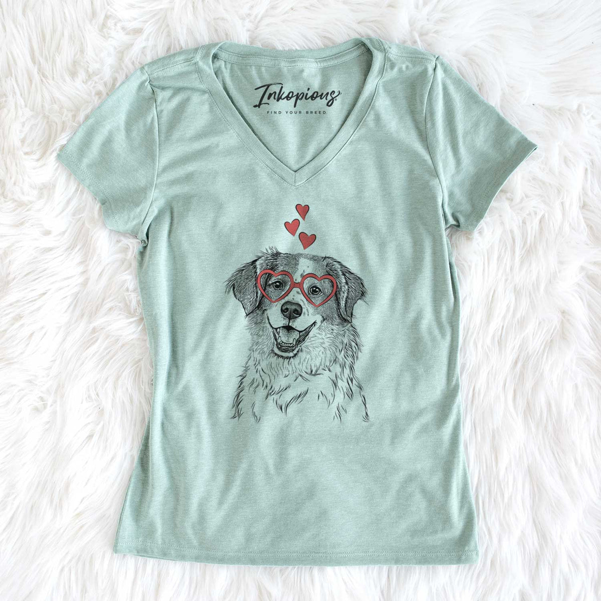 Valentine Sophie the Brittany Beagle Mix - Women's V-neck Shirt