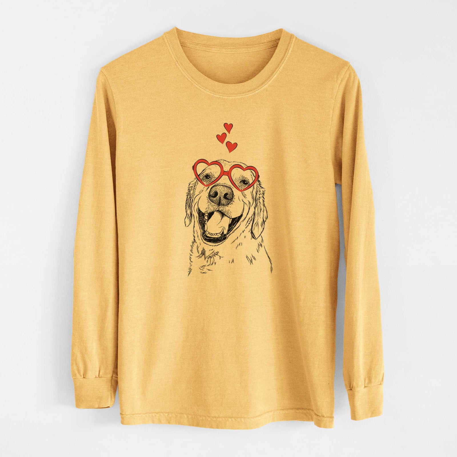 Valentine Spanky the Golden Retriever - Heavyweight 100% Cotton Long Sleeve
