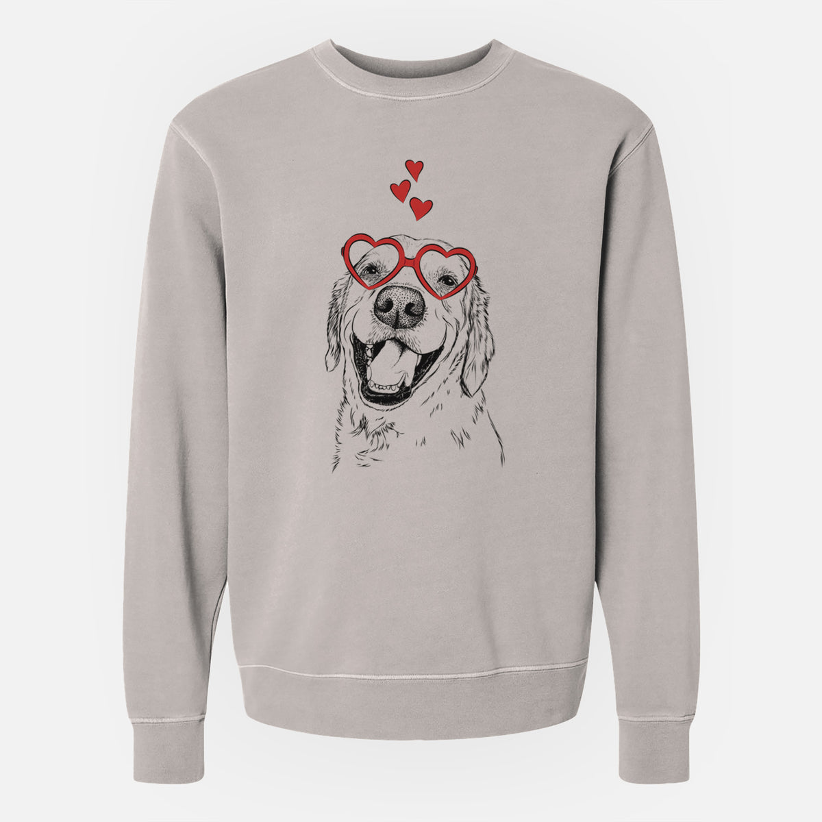 Valentine Spanky the Golden Retriever - Unisex Pigment Dyed Crew Sweatshirt