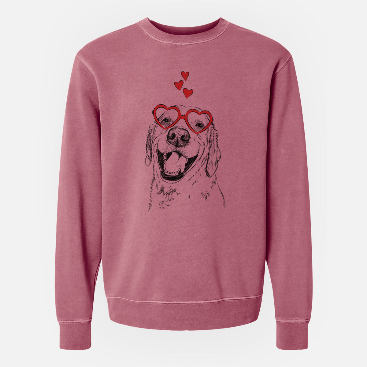 Valentine Spanky the Golden Retriever - Unisex Pigment Dyed Crew Sweatshirt