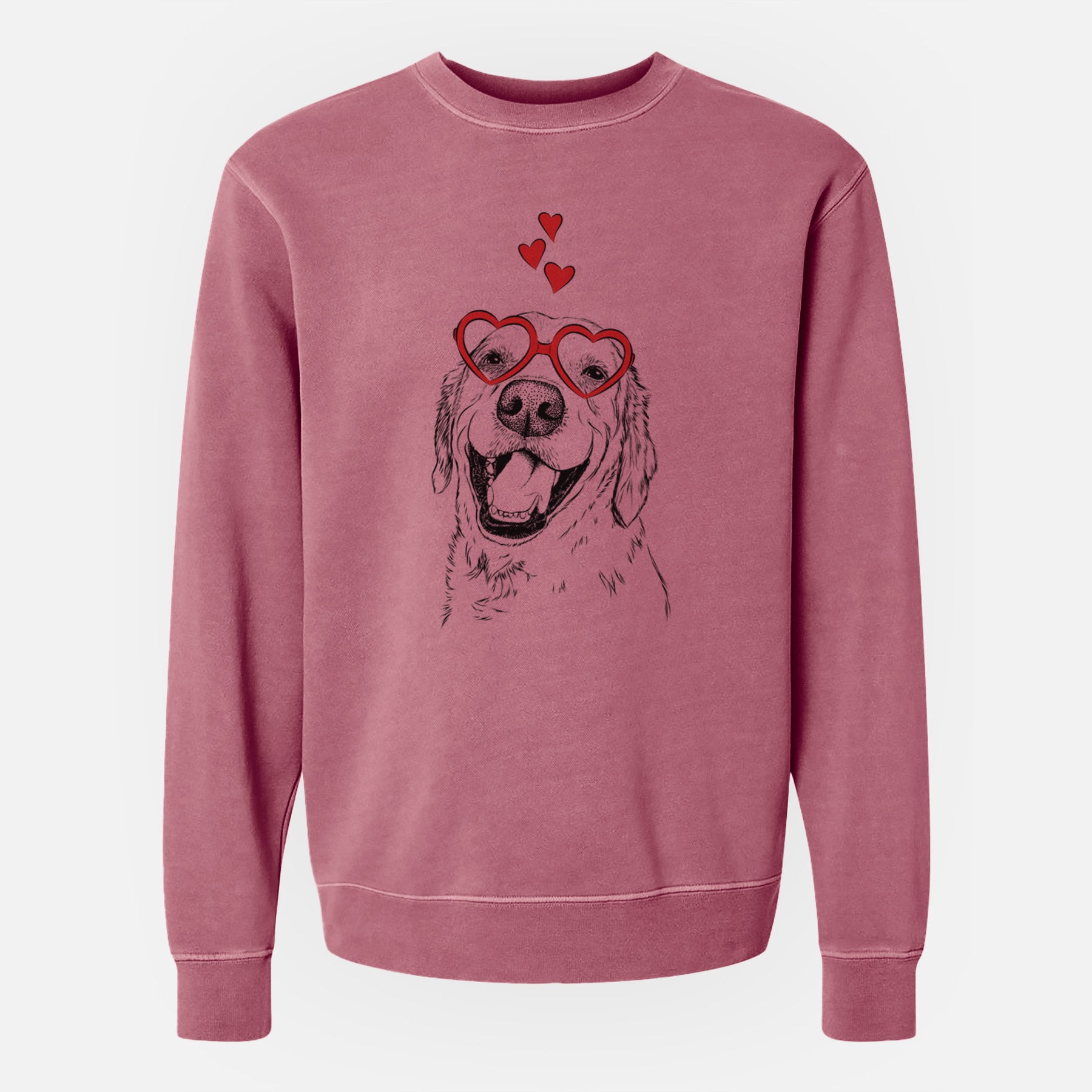 Valentine Spanky the Golden Retriever - Unisex Pigment Dyed Crew Sweatshirt