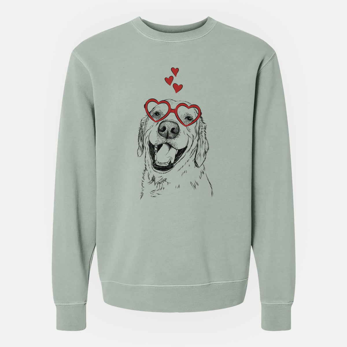 Valentine Spanky the Golden Retriever - Unisex Pigment Dyed Crew Sweatshirt
