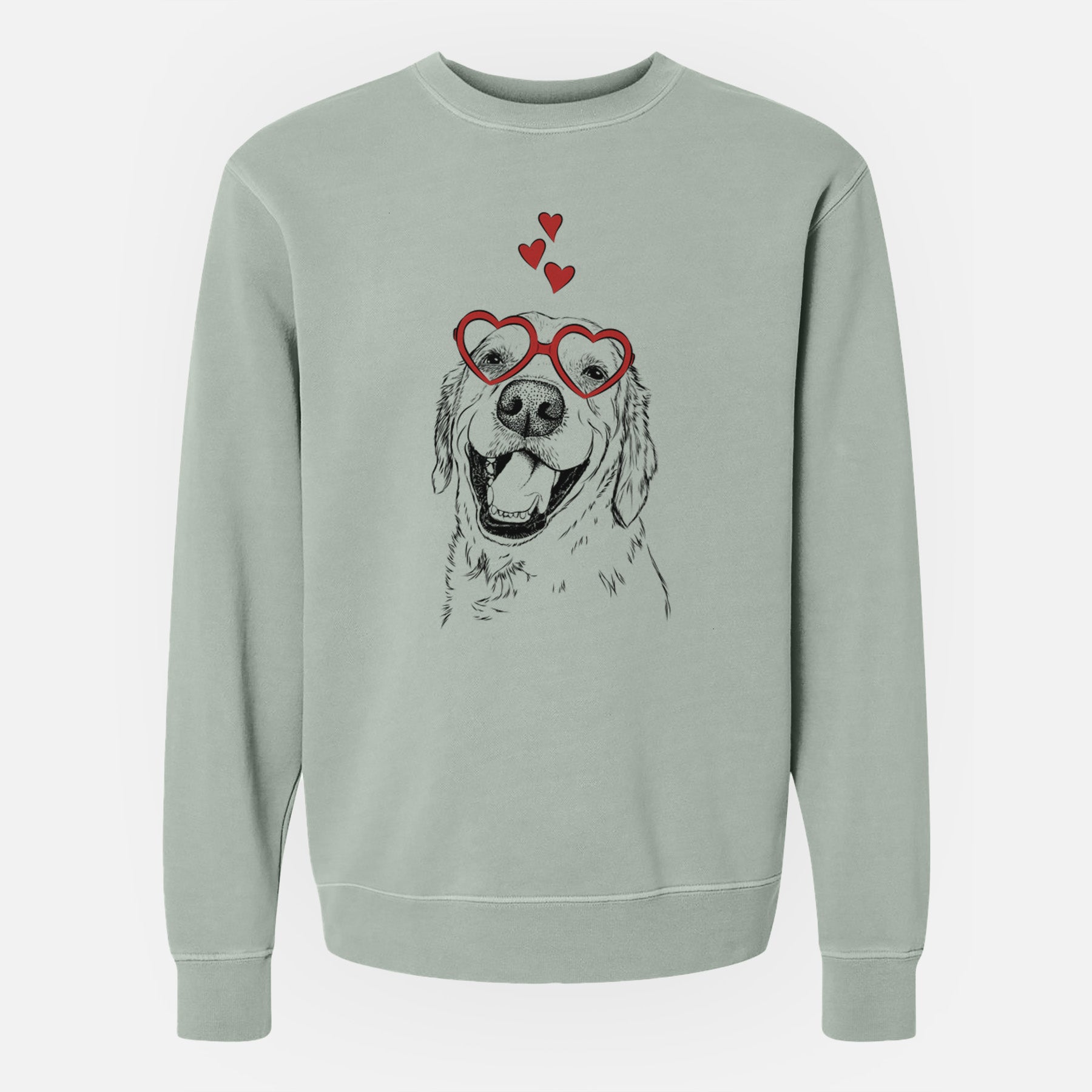 Valentine Spanky the Golden Retriever - Unisex Pigment Dyed Crew Sweatshirt