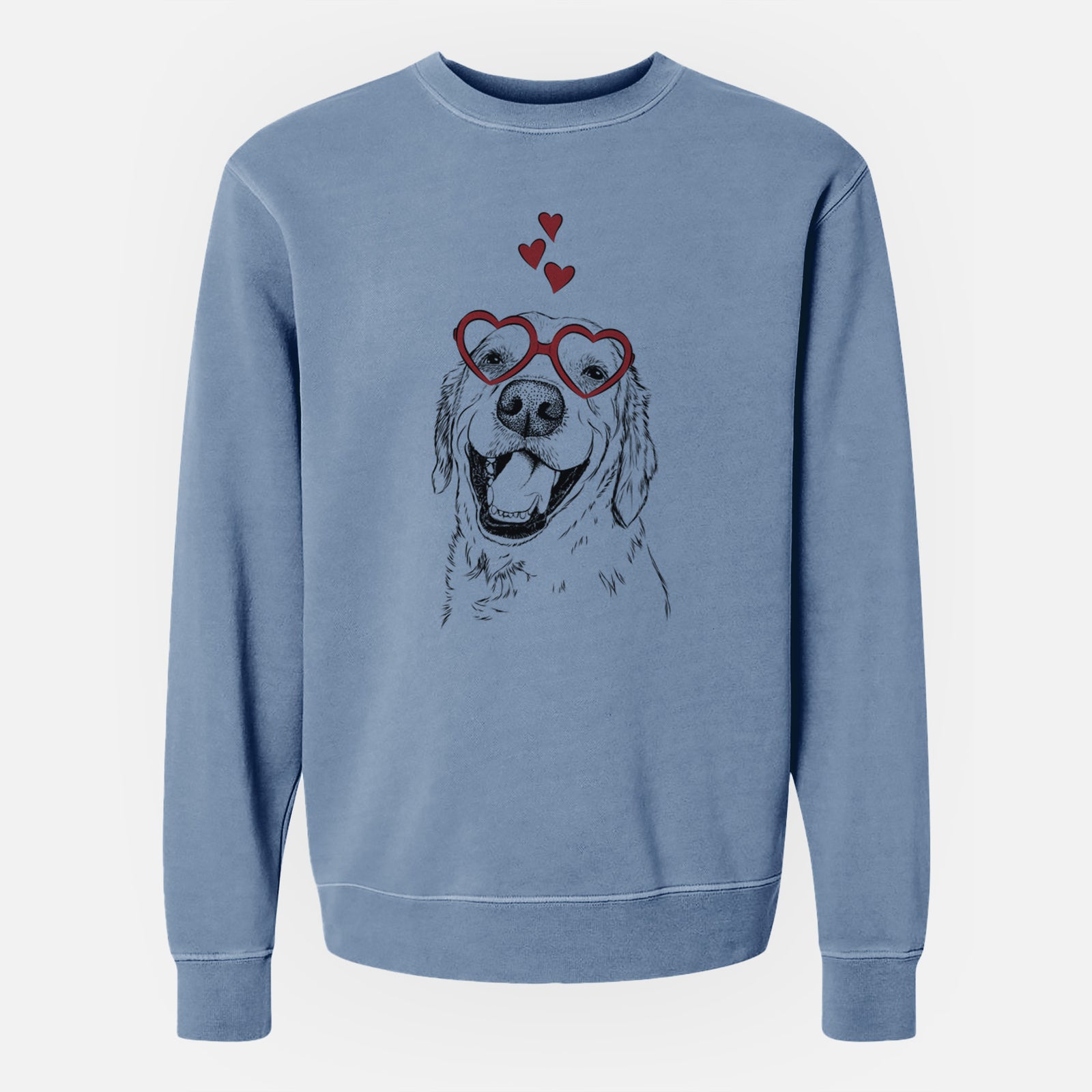 Valentine Spanky the Golden Retriever - Unisex Pigment Dyed Crew Sweatshirt