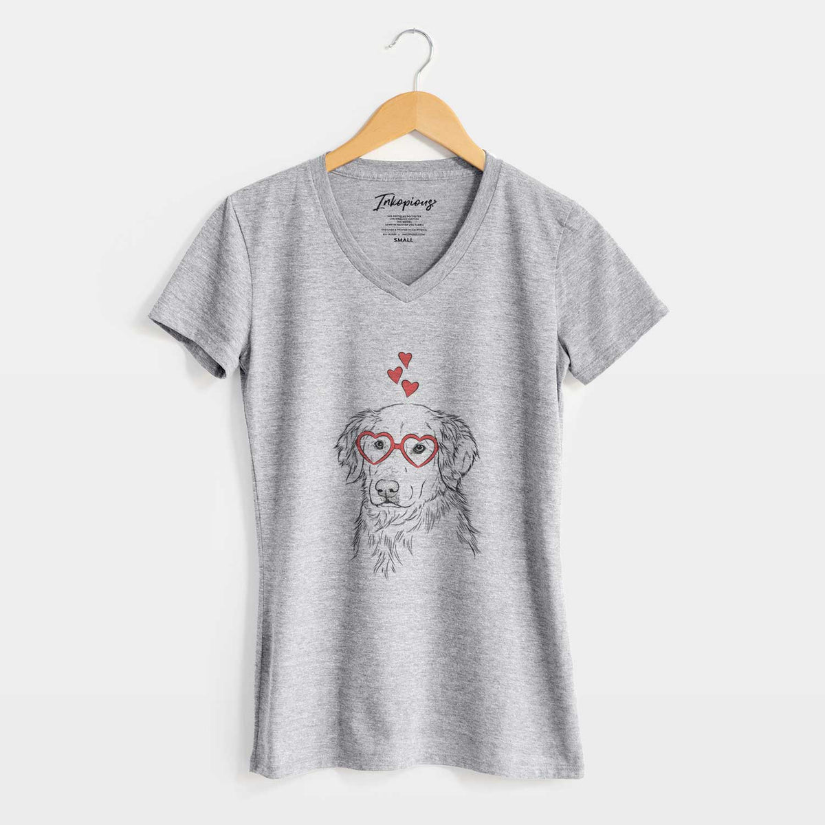 Valentine Spencer the Golden Retriever - Women's V-neck Shirt