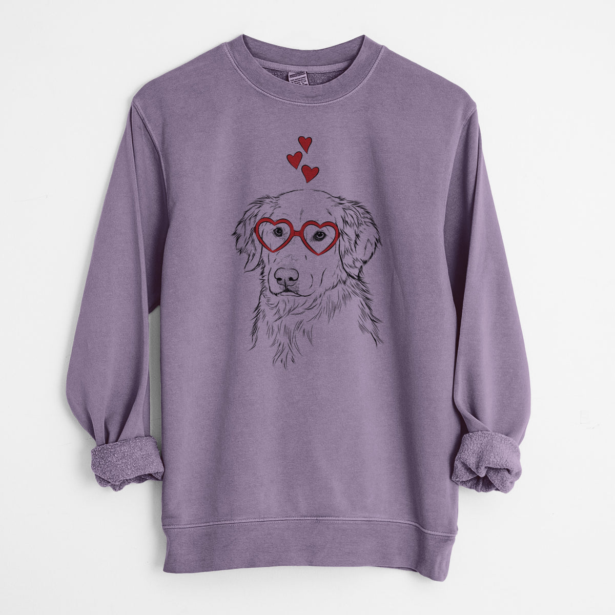 Valentine Spencer the Golden Retriever - Unisex Pigment Dyed Crew Sweatshirt