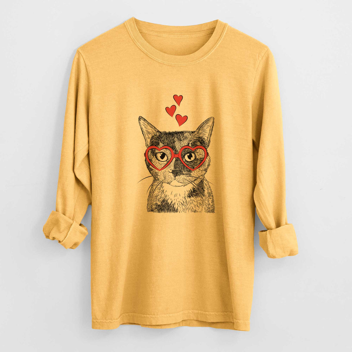 Valentine Spooky Kitty the Tortoiseshell Cat - Heavyweight 100% Cotton Long Sleeve