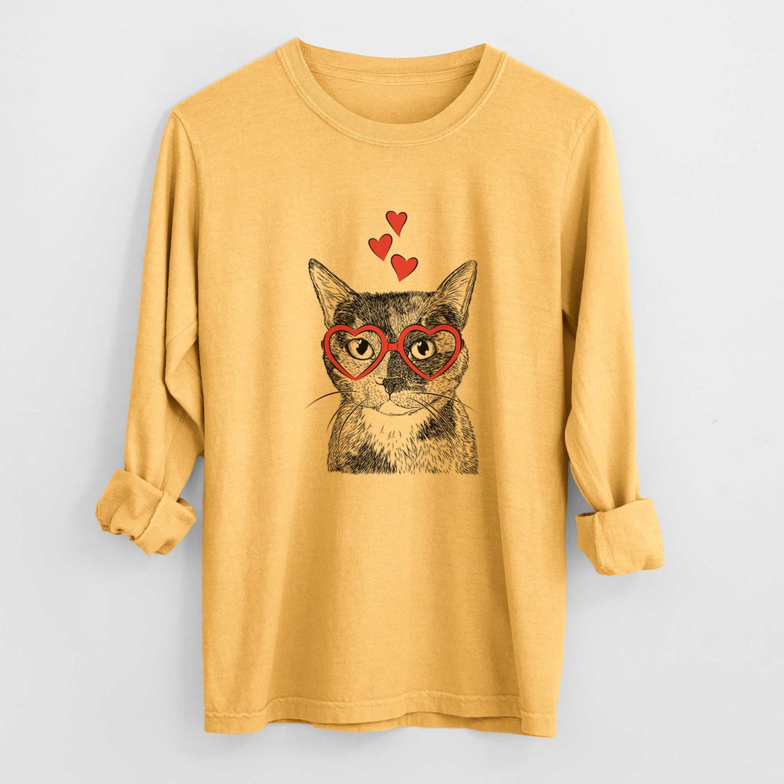 Valentine Spooky Kitty the Tortoiseshell Cat - Heavyweight 100% Cotton Long Sleeve