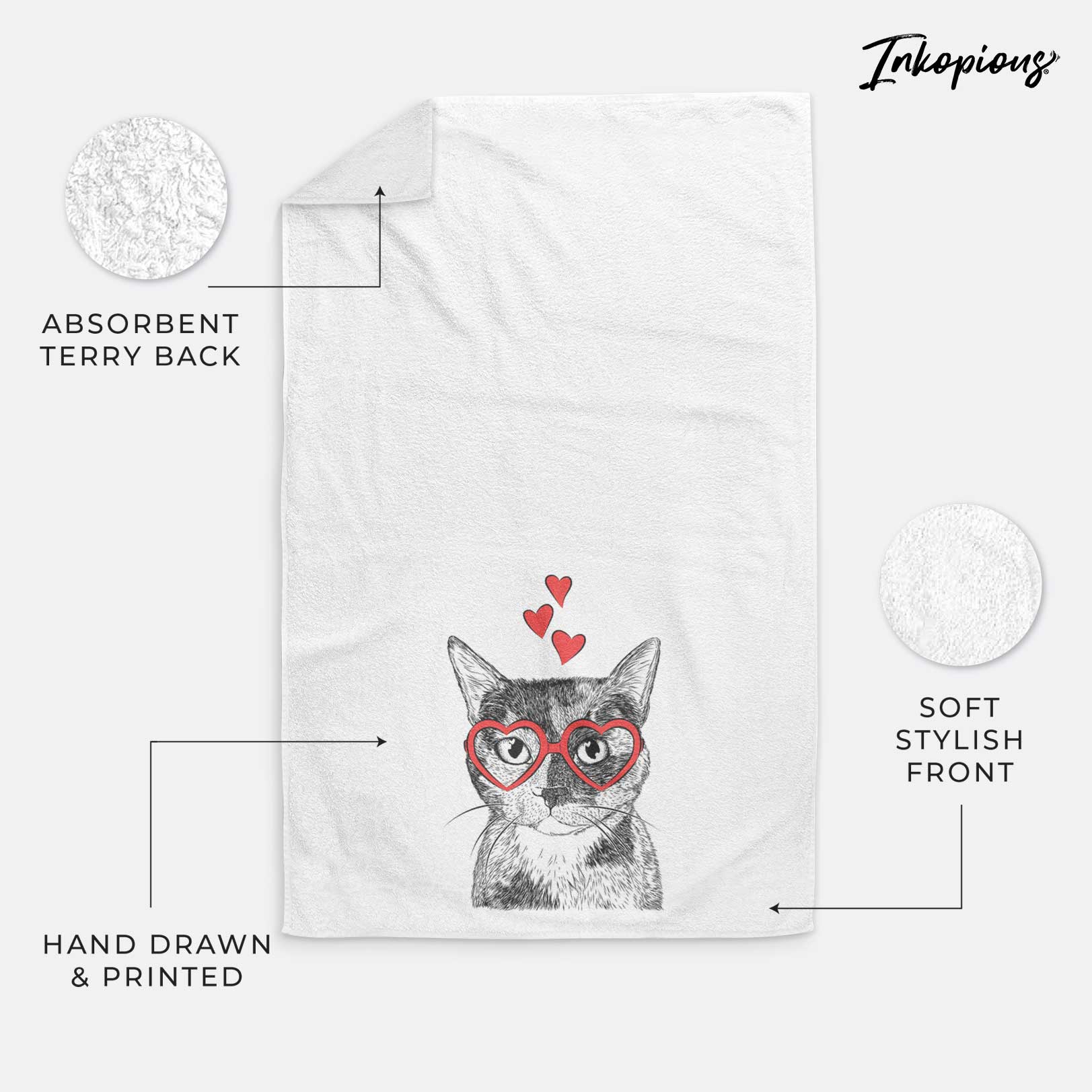 Spooky Kitty the Tortoiseshell Cat Decorative Hand Towel