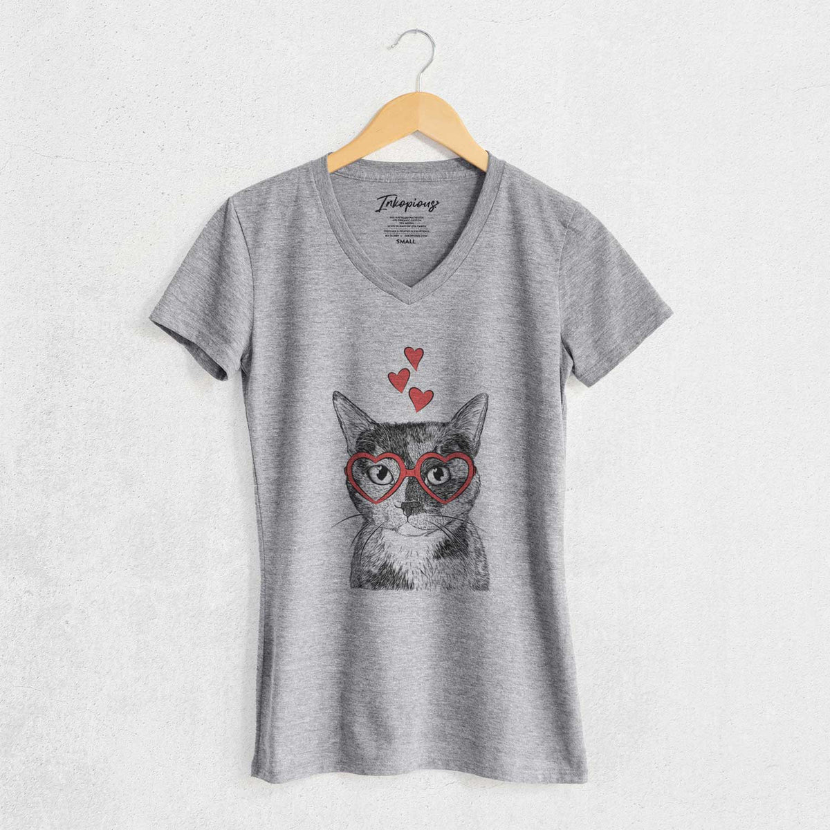 Valentine Spooky Kitty the Tortoiseshell Cat - Women's V-neck Shirt