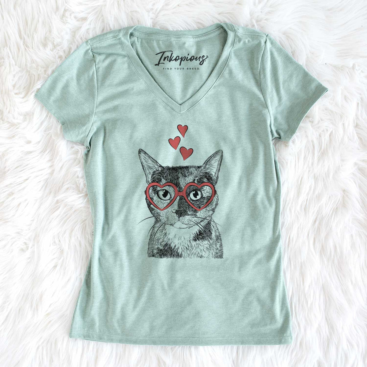 Valentine Spooky Kitty the Tortoiseshell Cat - Women's V-neck Shirt