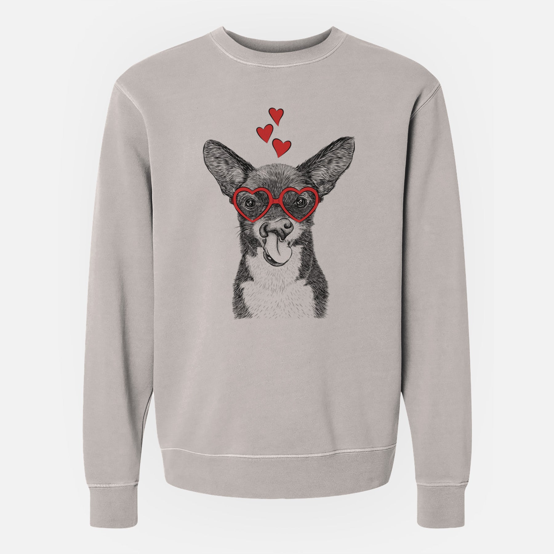 Valentine Sprout the Chihuahua Mix - Unisex Pigment Dyed Crew Sweatshirt