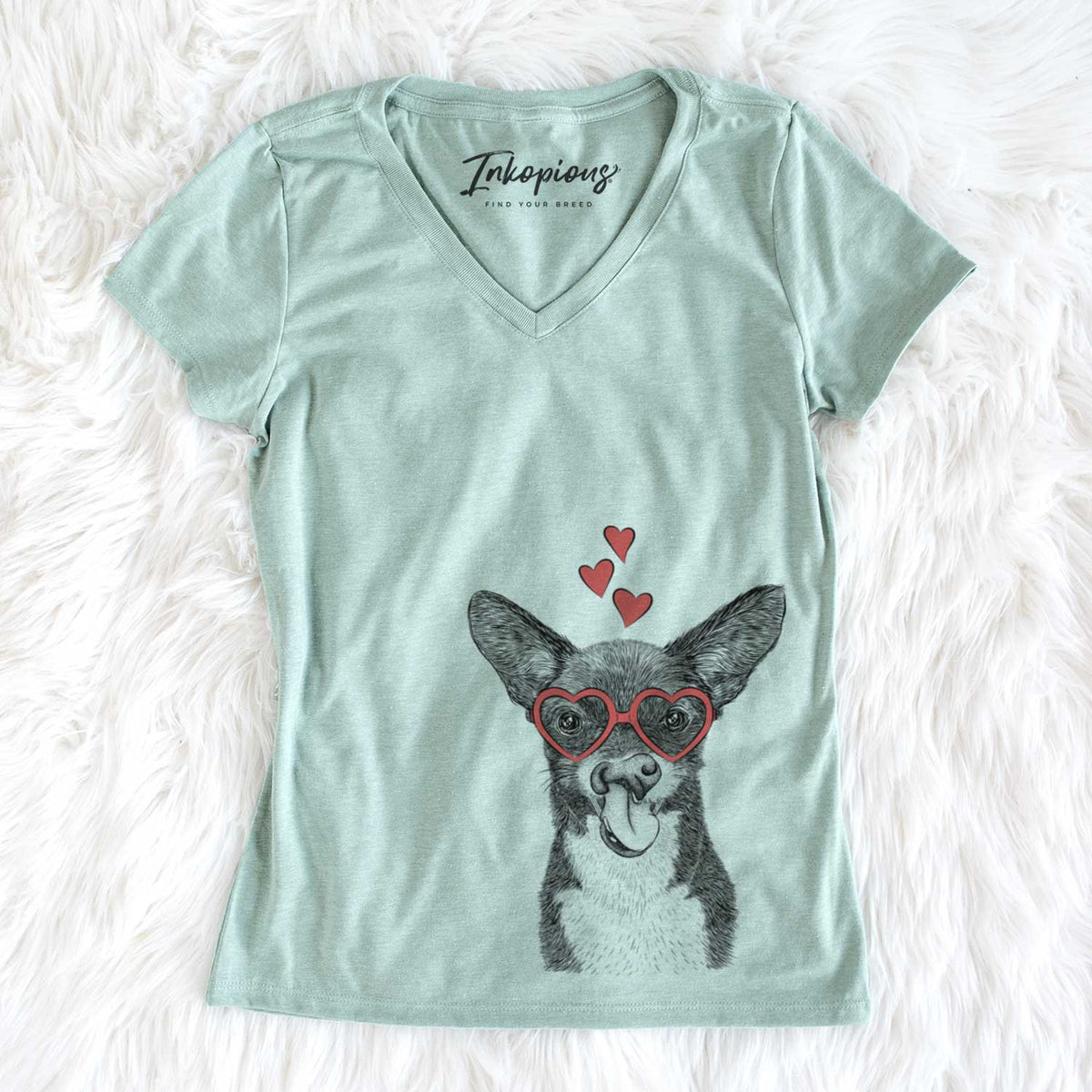 Valentine Sprout the Chihuahua Mix - Women&#39;s V-neck Shirt